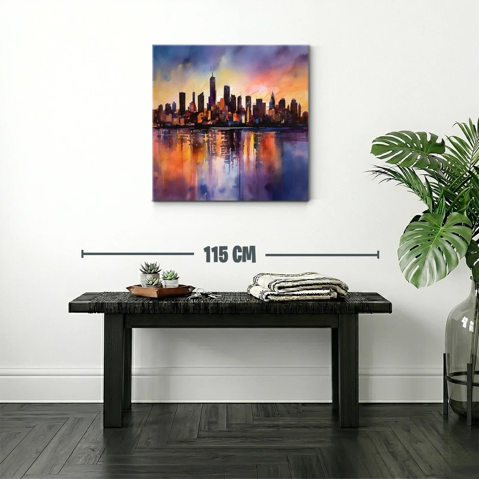 Atardecer urbano con reflejos vibrantes en la ciudad — miniatura 2