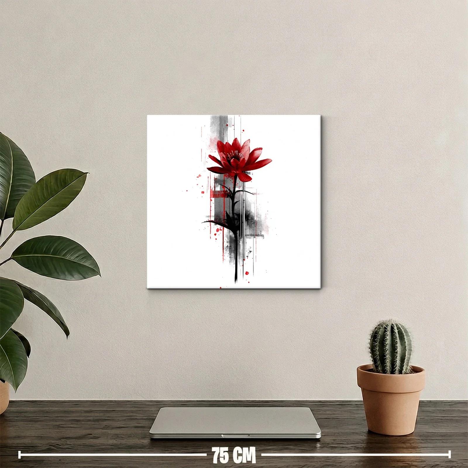 Flor roja con fondo abstracto en contraste elegante — miniatura 2