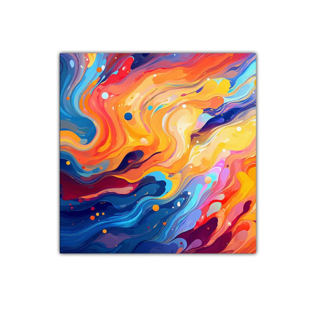 Cuadro abstracto con vibrantes ondas de color intenso — miniatura 1