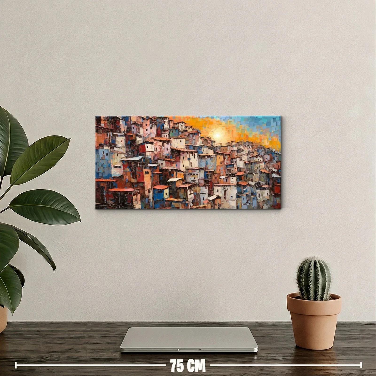 Cuadro barrio de casas apiñadas con sol — miniatura 2