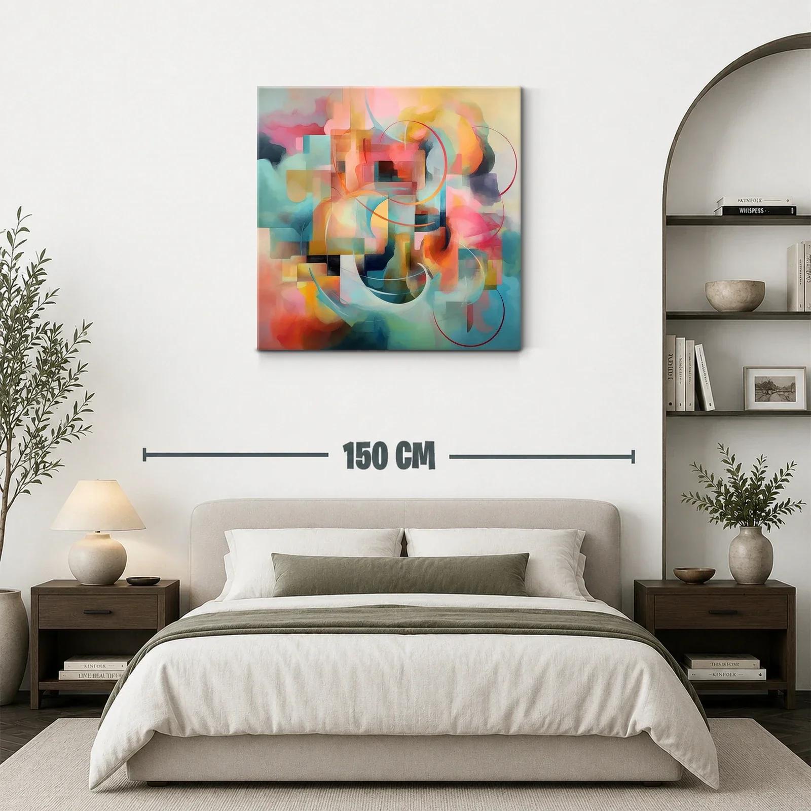 Composición abstracta con tonos cálidos y fríos entrelazados — miniatura 3