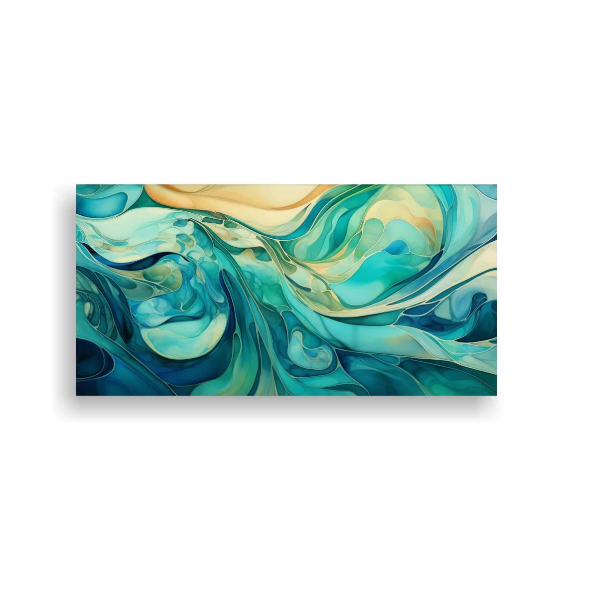 Cuadro olas abstractas en turquesa con capas superpuestas — imagen principal