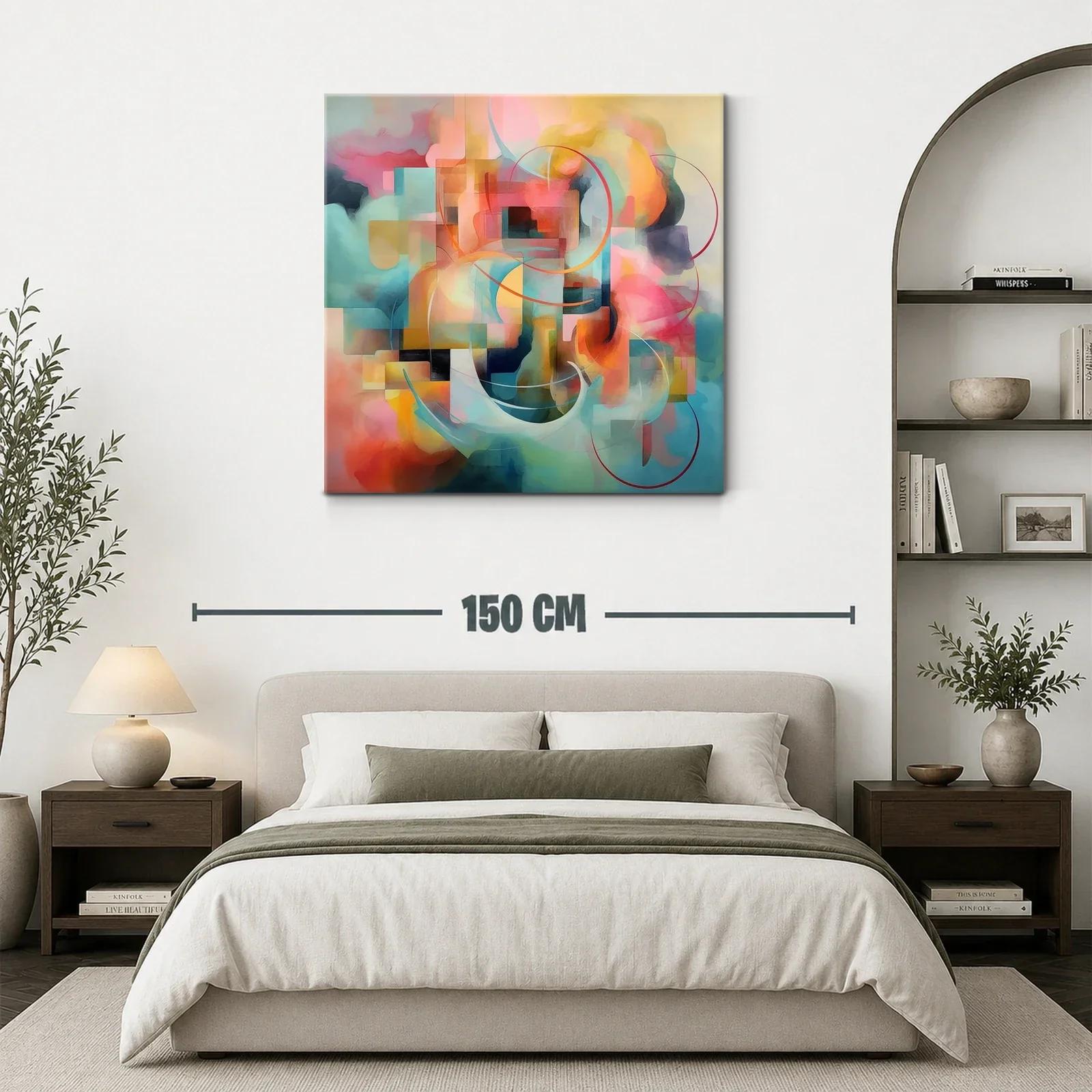 Composición abstracta con tonos cálidos y fríos entrelazados — miniatura 3