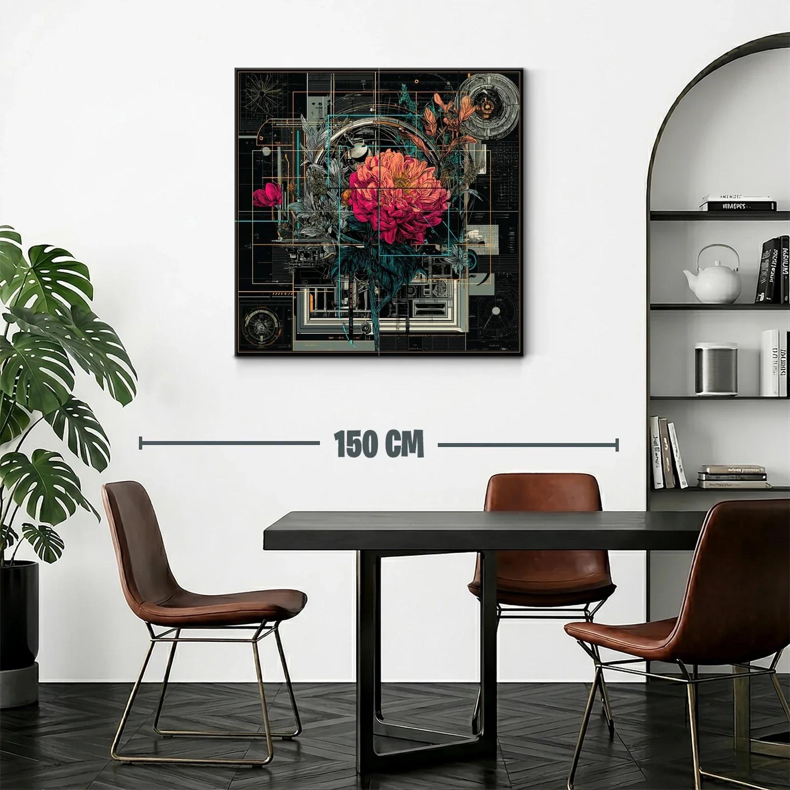 Composición floral futurista con elementos técnicos y vibrantes — miniatura 2
