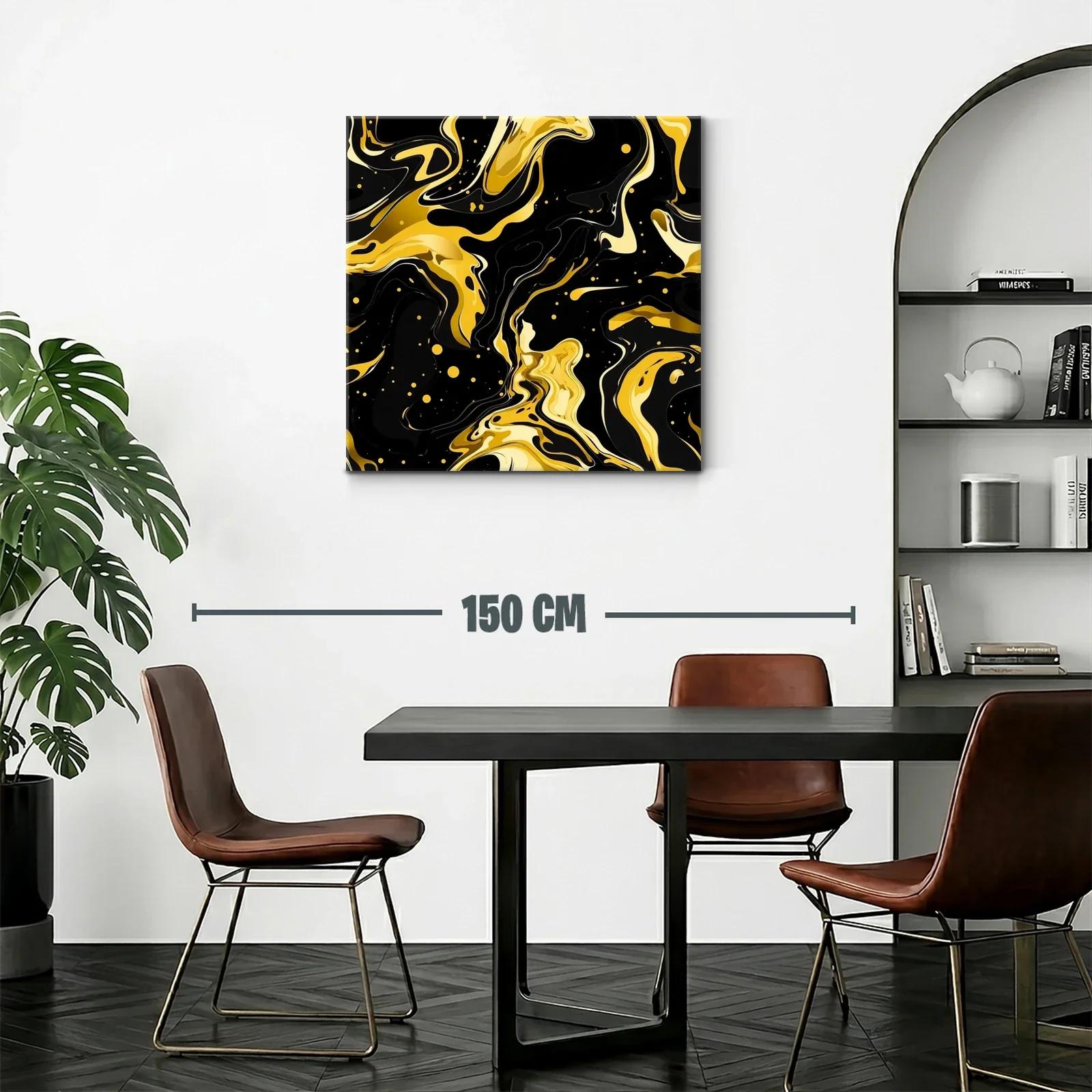 Abstracto dinámico en tonos dorados y negro brillante — miniatura 2
