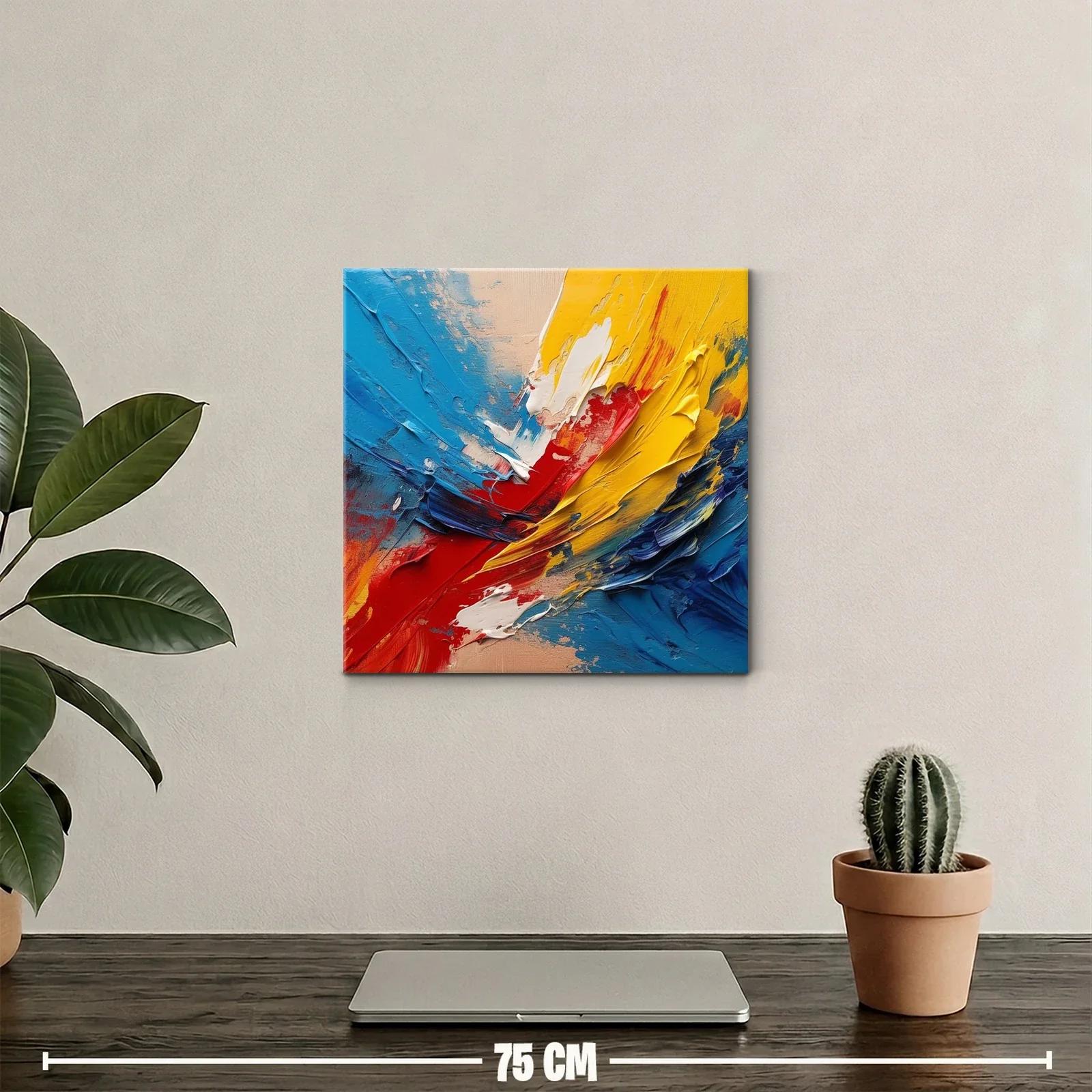 Cuadro abstracto con vibrantes tonos primarios y texturas dinámicas — miniatura 2