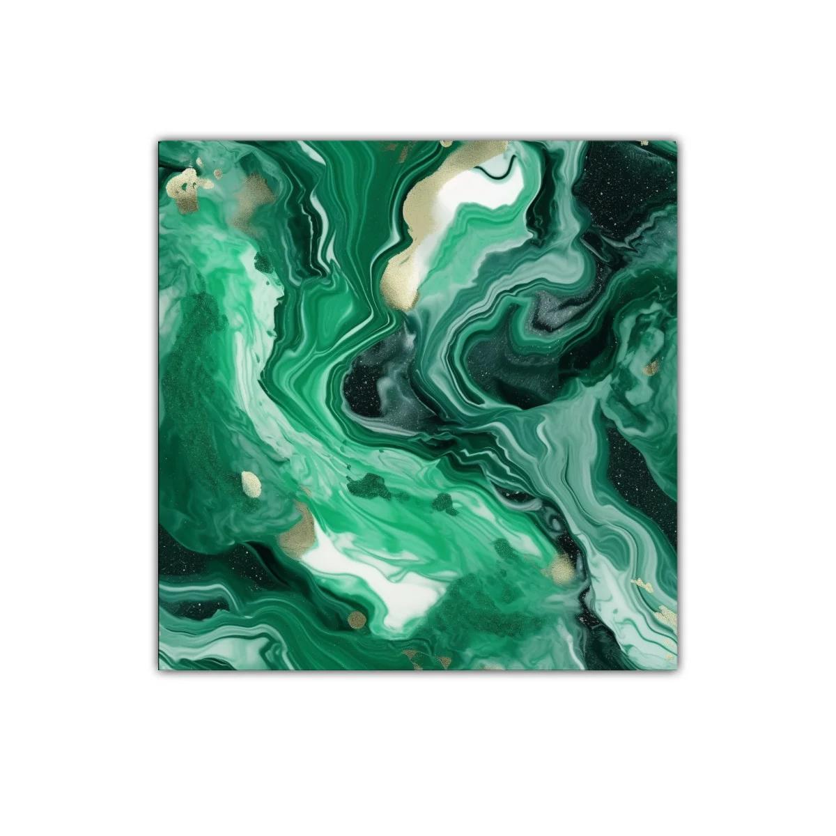 Arte abstracto con tonos verdes y detalles dorados — miniatura 1