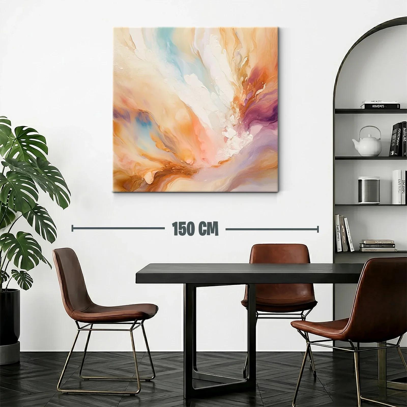Cuadro abstracto con tonos pastel y cálidos envolventes — miniatura 2