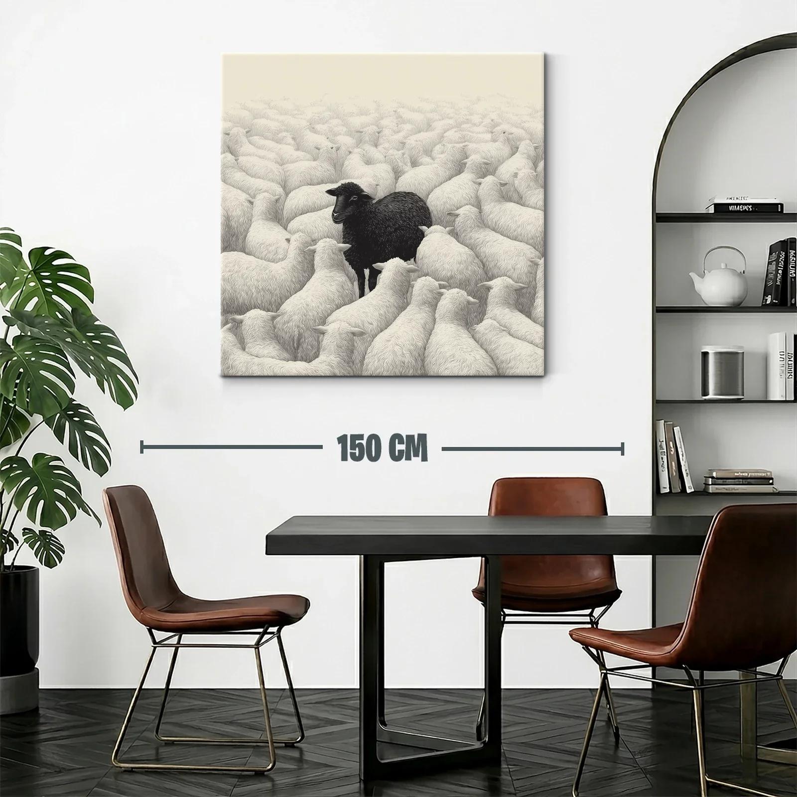 Cuadro con Oveja Negra en Rebaño Blanco — miniatura 2