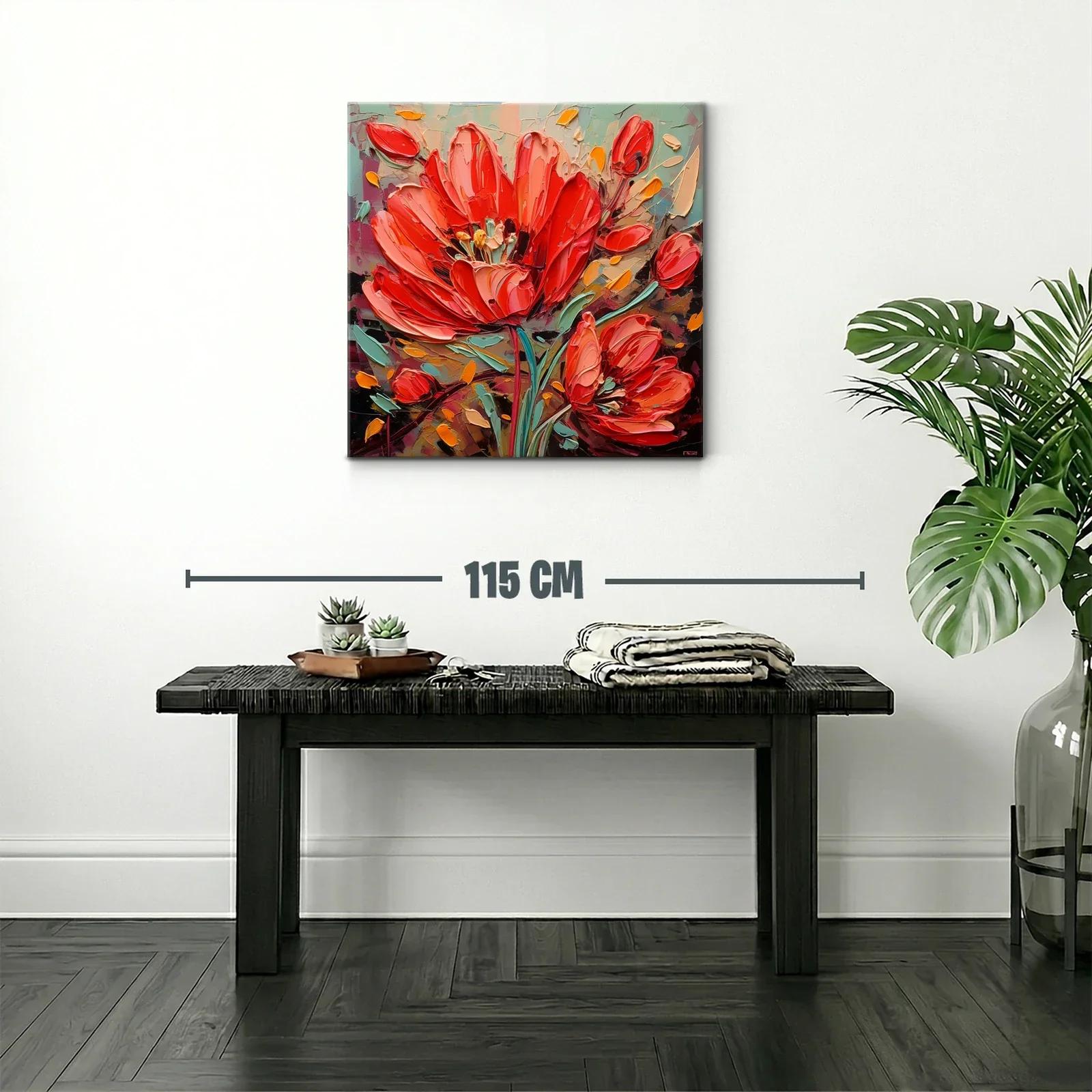 Cuadro moderno con llamativas flores rojas vibrantes — miniatura 2