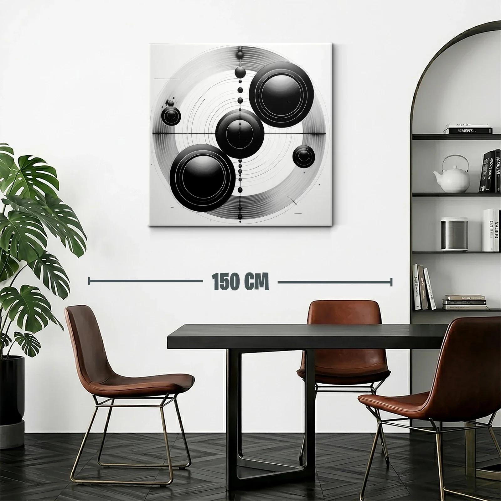 Cuadro monocromático con diseño geométrico circular moderno — miniatura 2