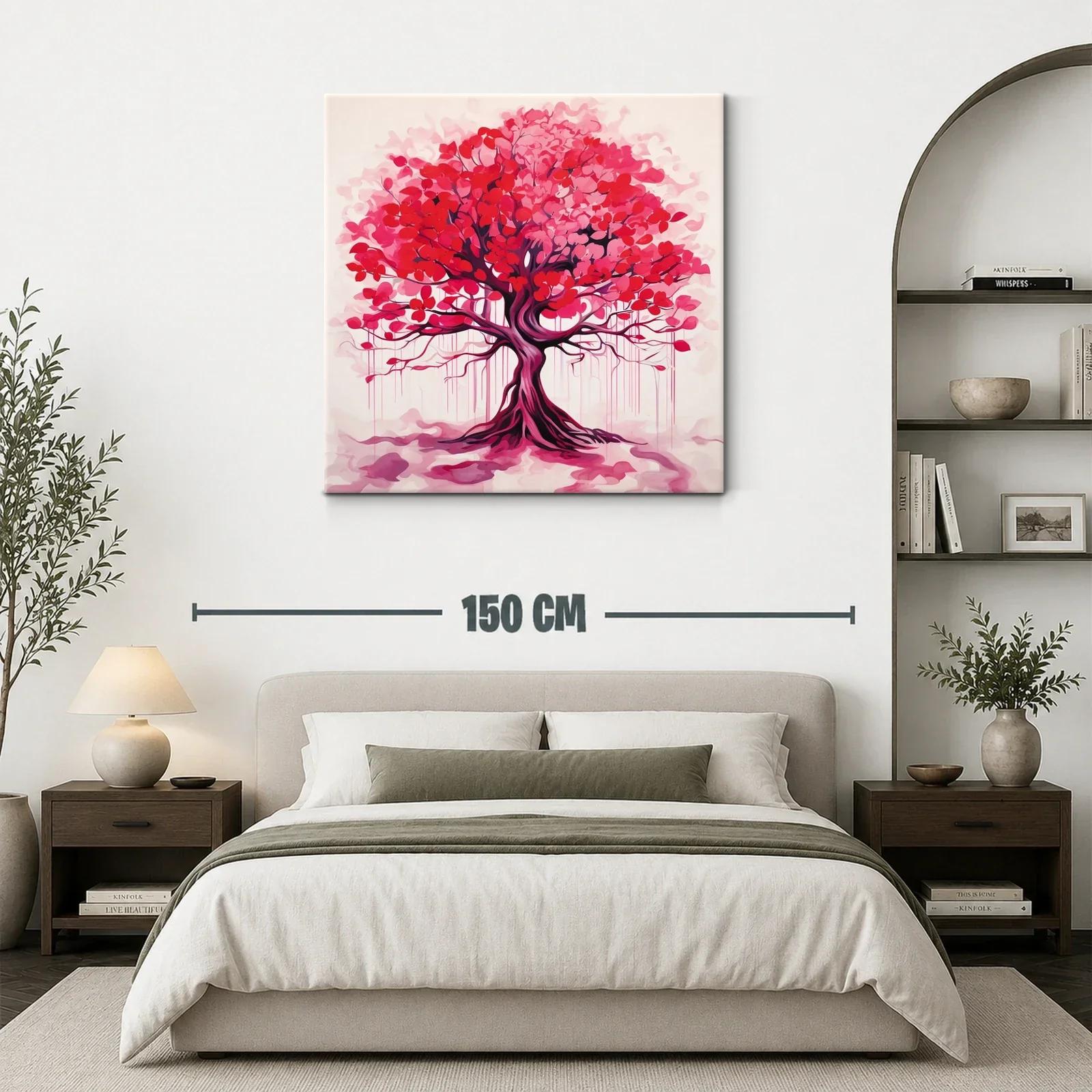 Cuadro moderno árbol con follaje en tonos rojos y rosa — miniatura 3