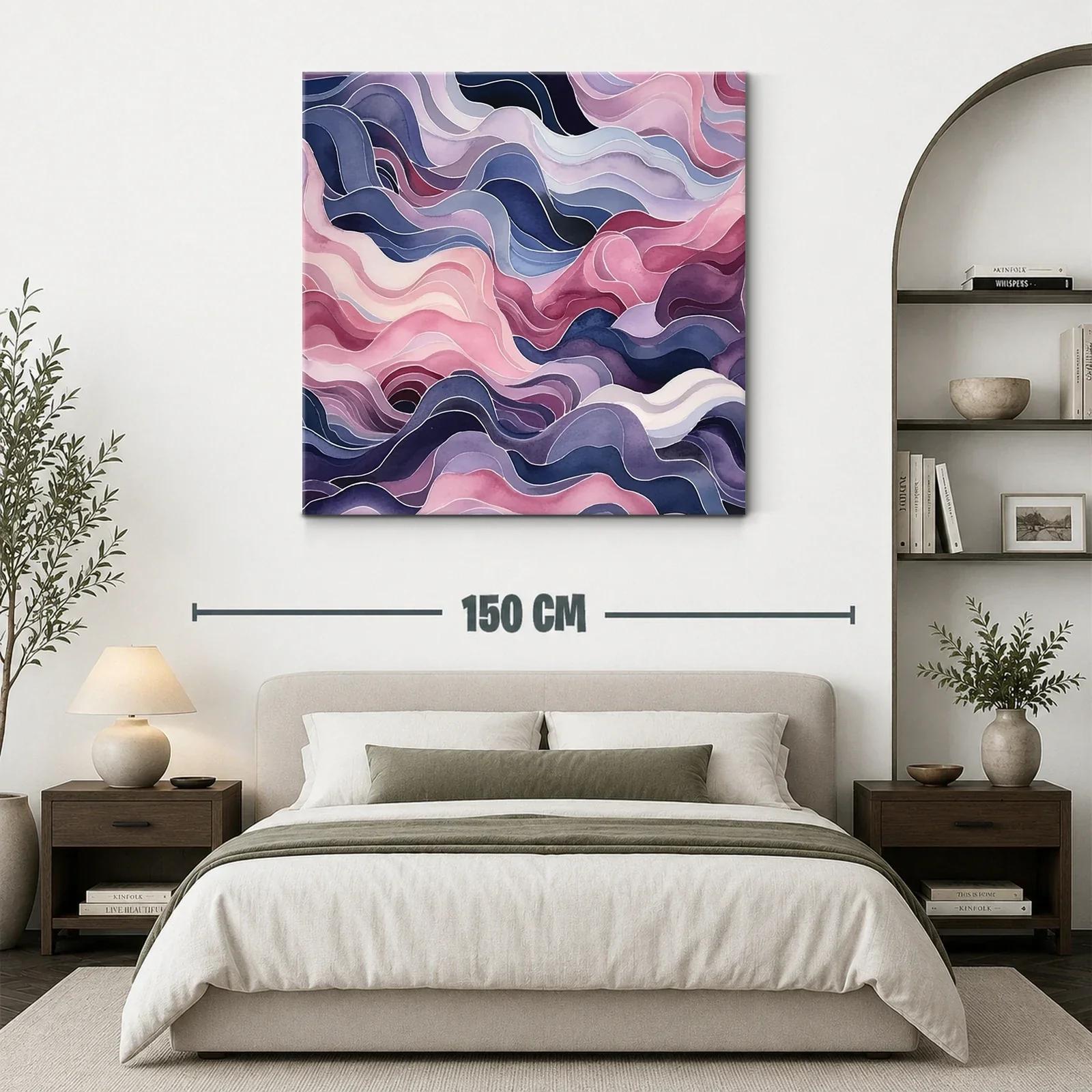 Cuadro abstracto elegante en tonos suaves y ondas fluidas — miniatura 3
