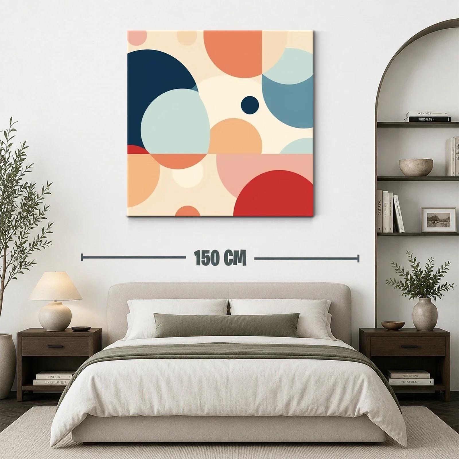 Composición abstracta con círculos en tonos cálidos y azulados — miniatura 3