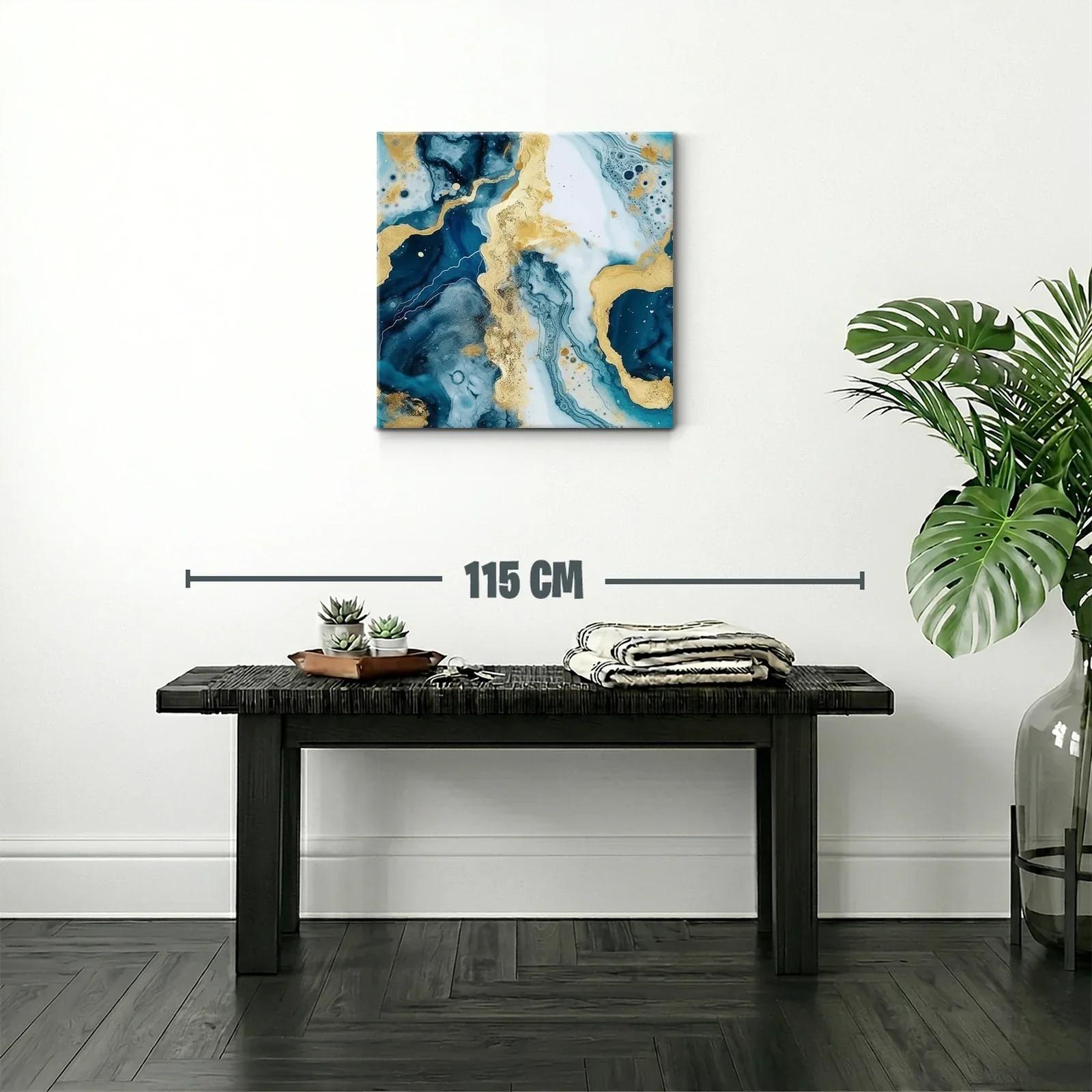 Arte abstracto en tonos azules y dorados sofisticados — miniatura 2