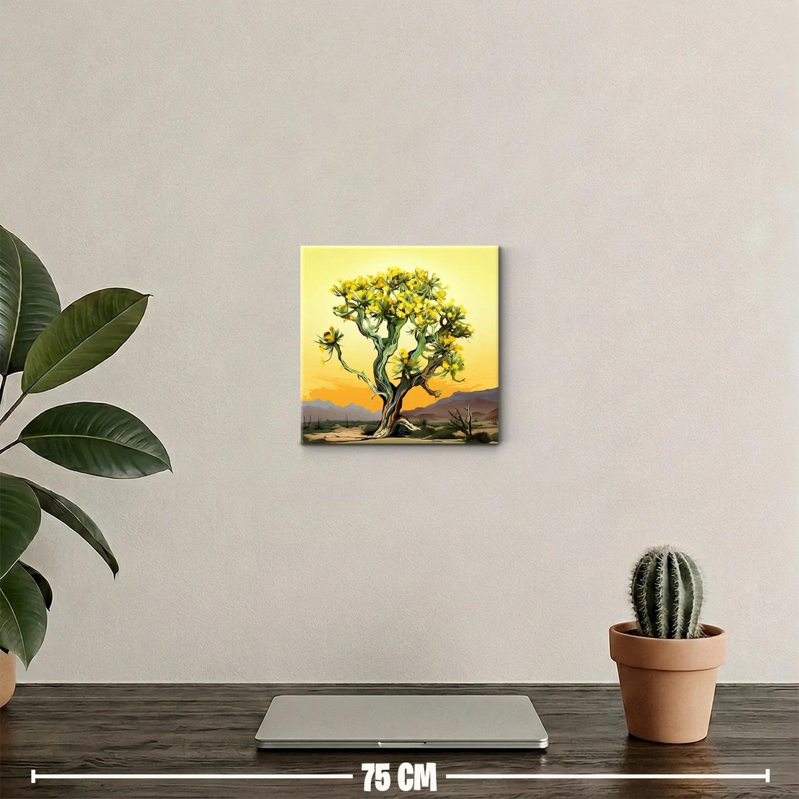 Árbol con flores amarillas en paisaje desértico al atardecer — miniatura 2