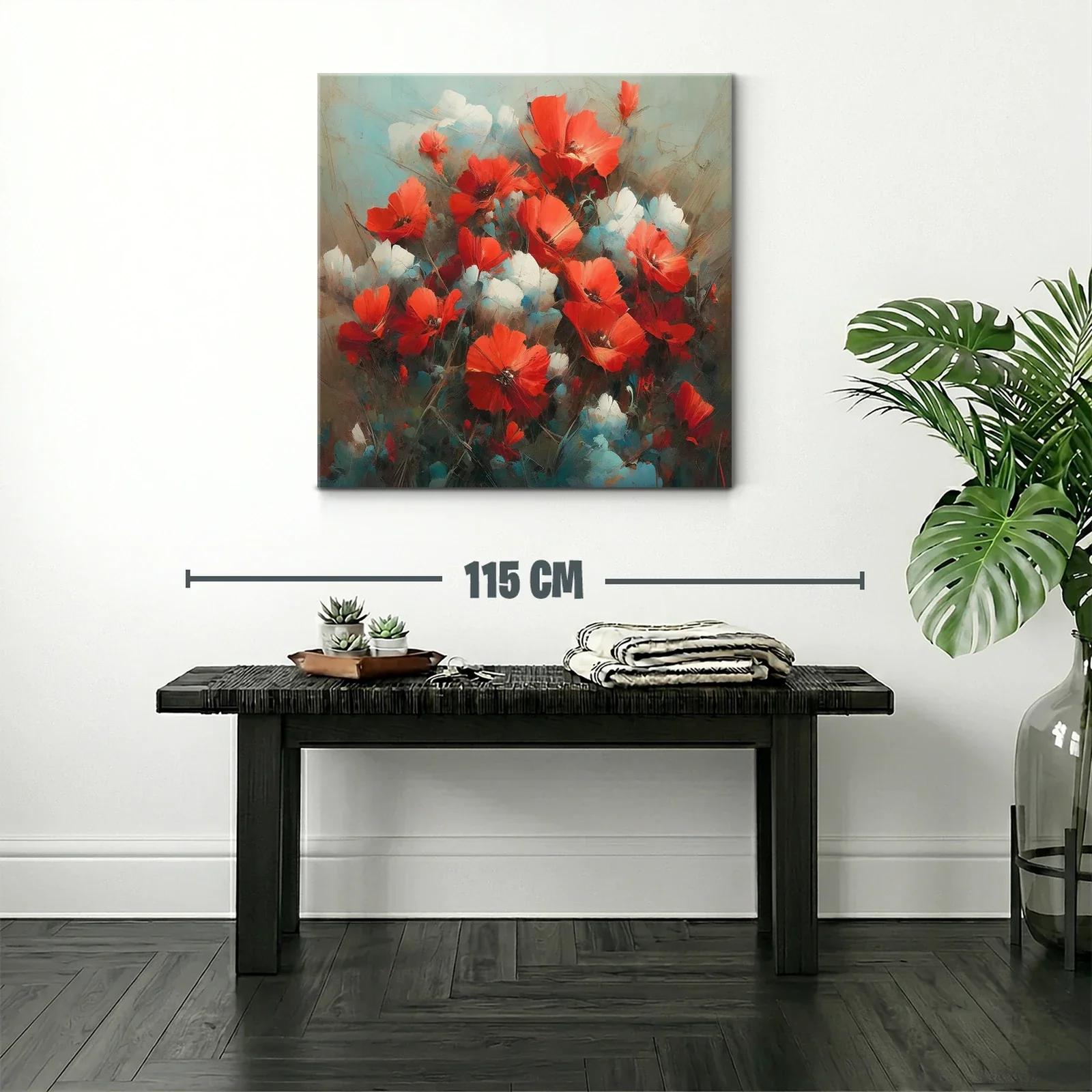 Cuadro floral con vibrantes amapolas rojas y detalles blancos — miniatura 2