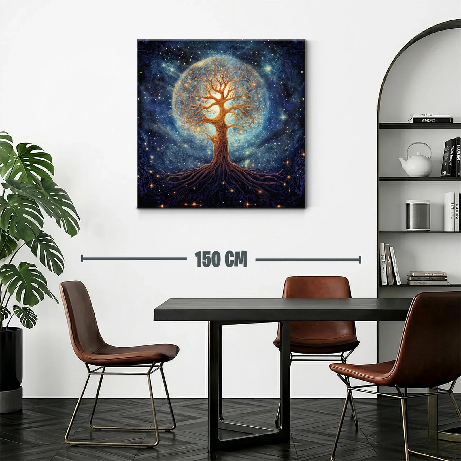 Árbol de la vida iluminado en cosmos estrellado — miniatura 2