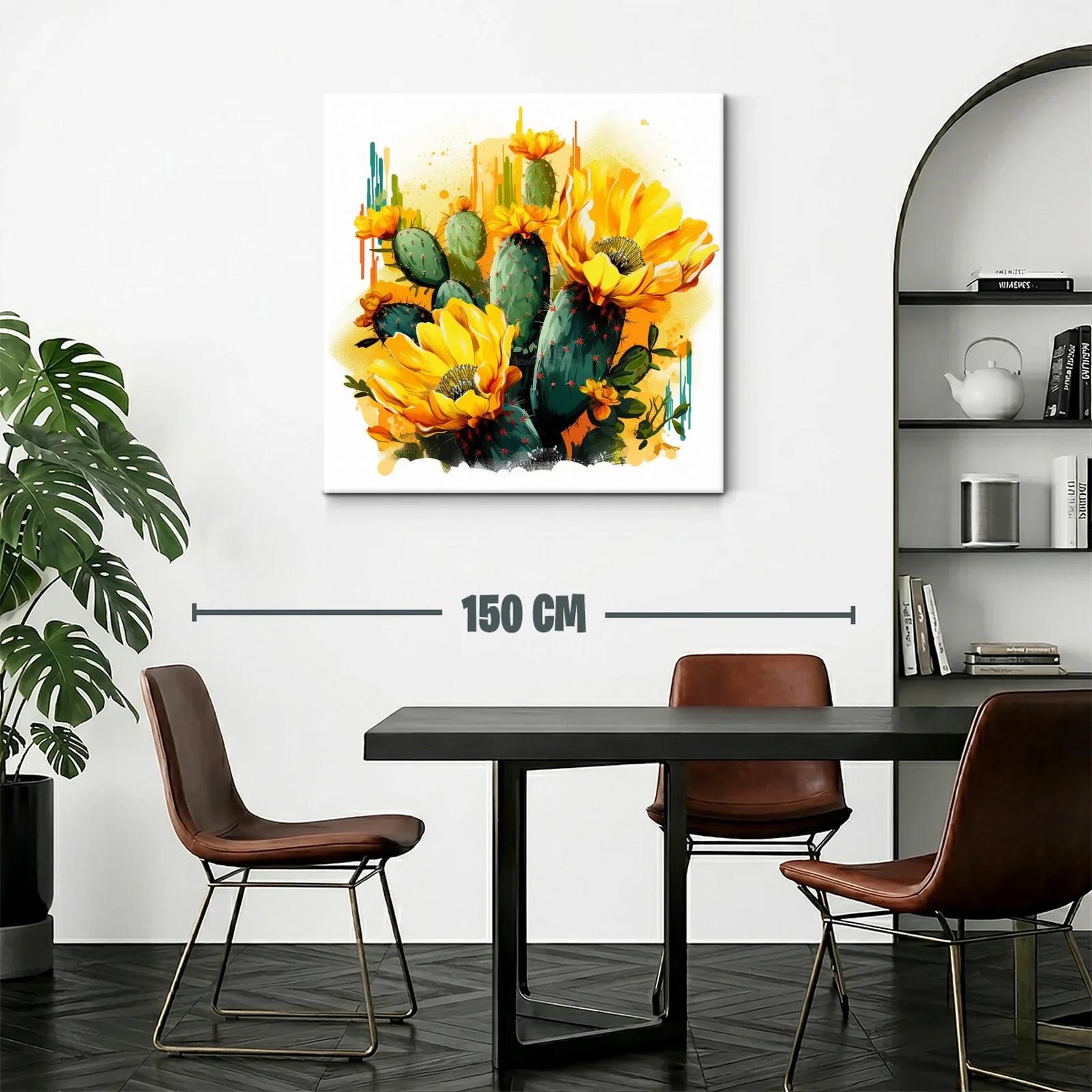Vibrante composición de cactus en flor amarilla y verde — miniatura 2