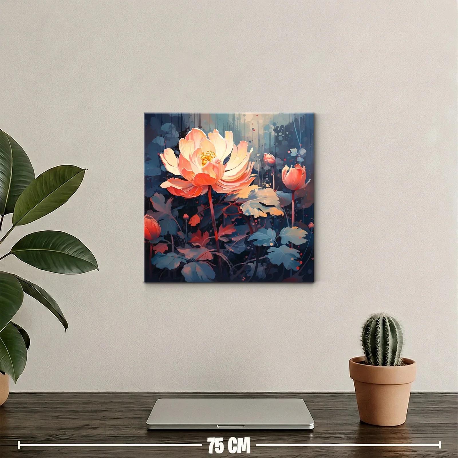 Flor luminosa sobre fondo oscuro con tonos cálidos y fríos — miniatura 2