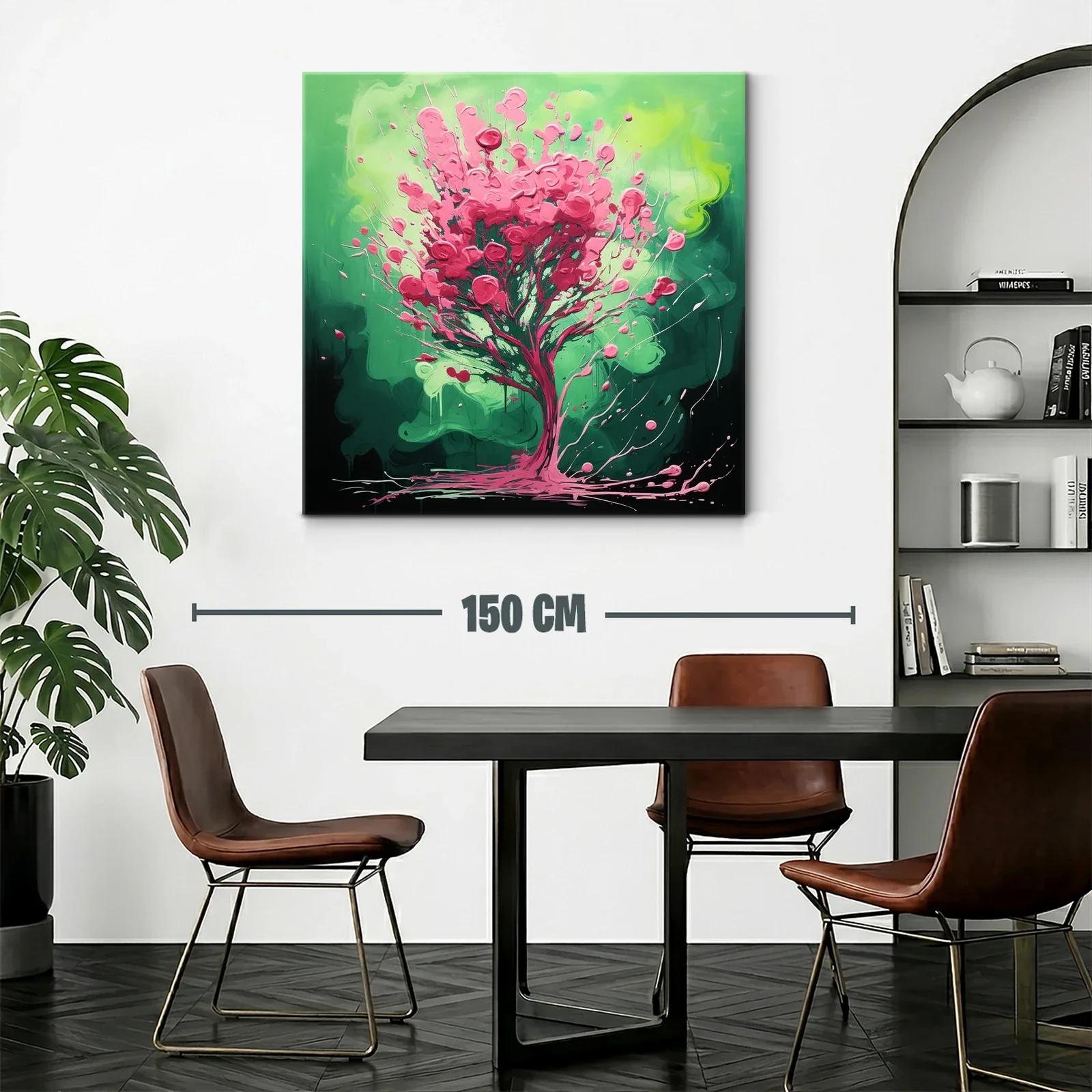Árbol vibrante en tonos verdes y rosas energéticos — miniatura 2