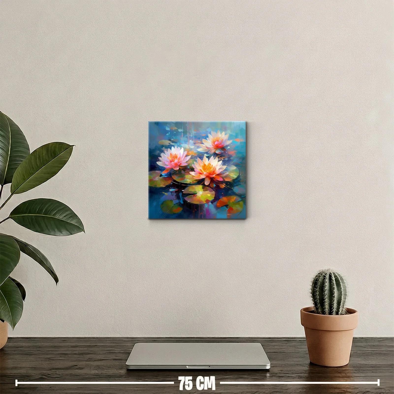 Flores de loto en agua con colores vibrantes y luz cálida — miniatura 2
