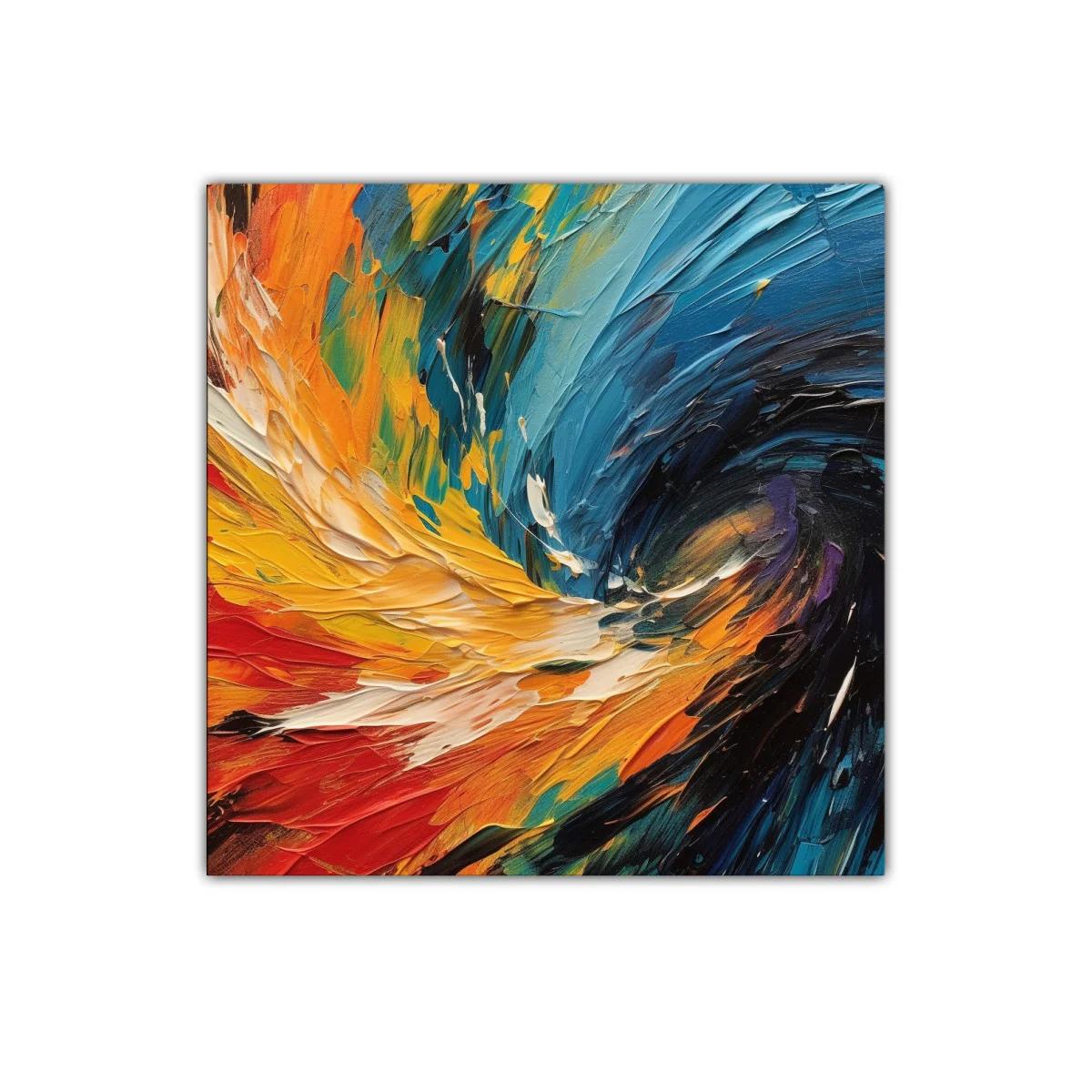 Cuadro abstracto con vibrantes pinceladas en colores cálidos — miniatura 1