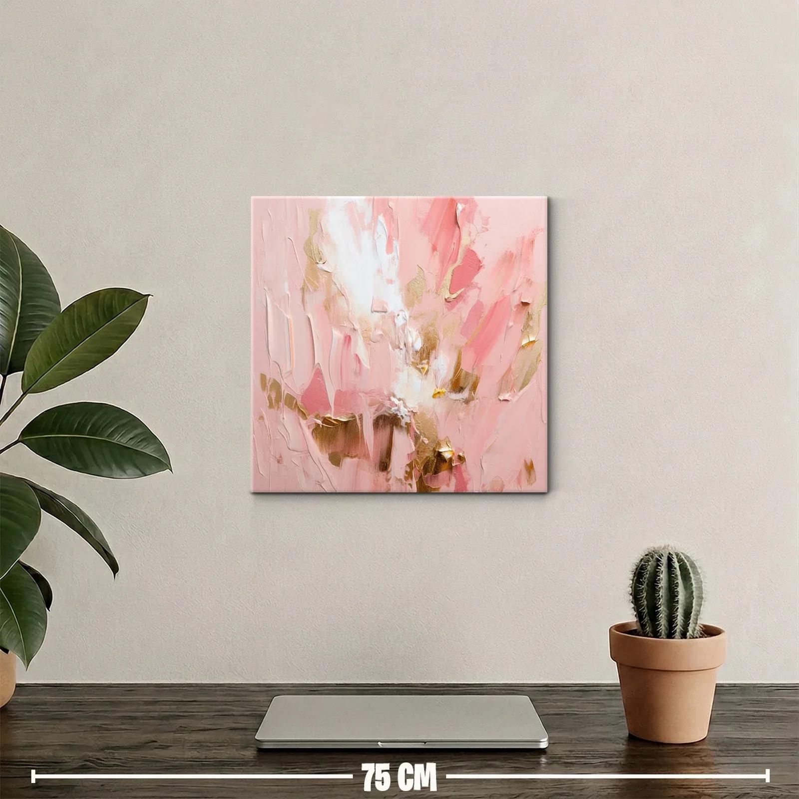 Cuadro abstracto en tonos rosas y dorados elegante — miniatura 2