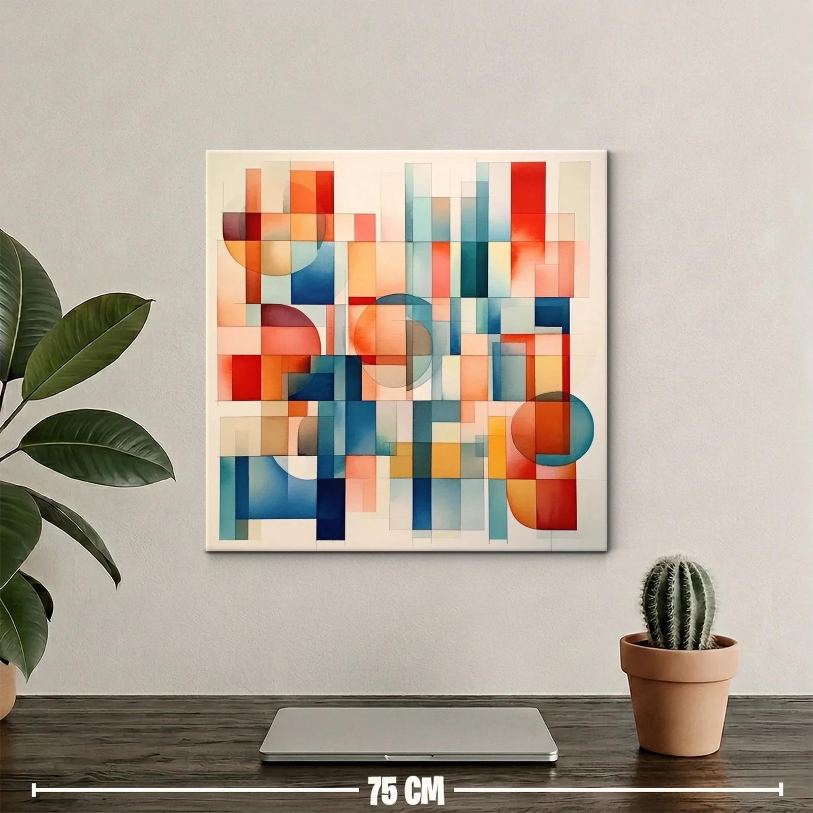 Composición geométrica en tonos cálidos y fríos vibrantes — miniatura 2