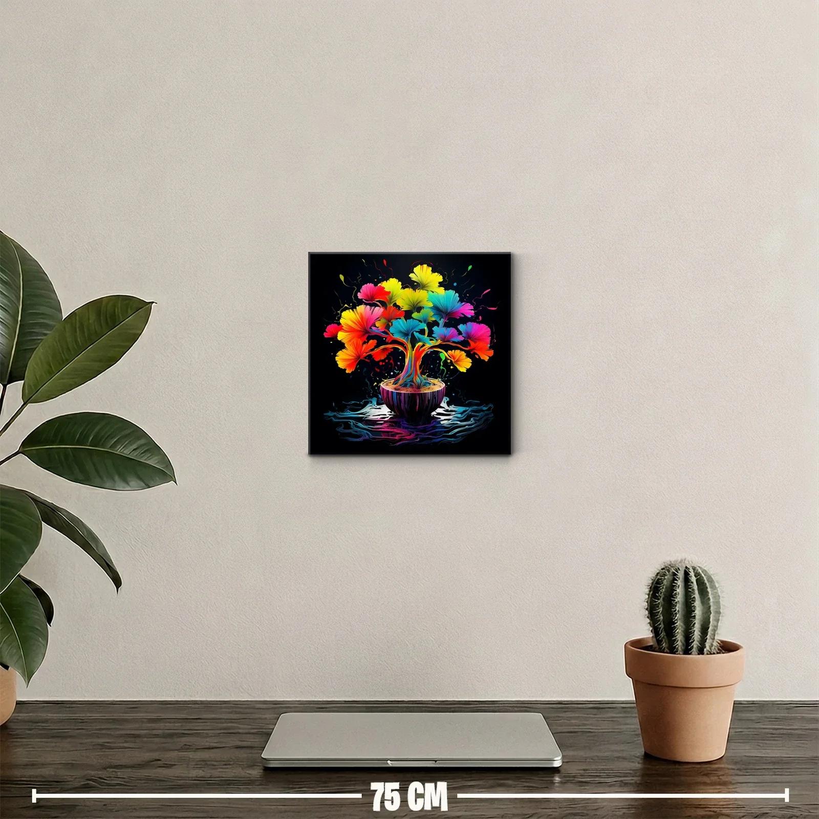 Árbol multicolor vibrante sobre fondo oscuro — miniatura 2