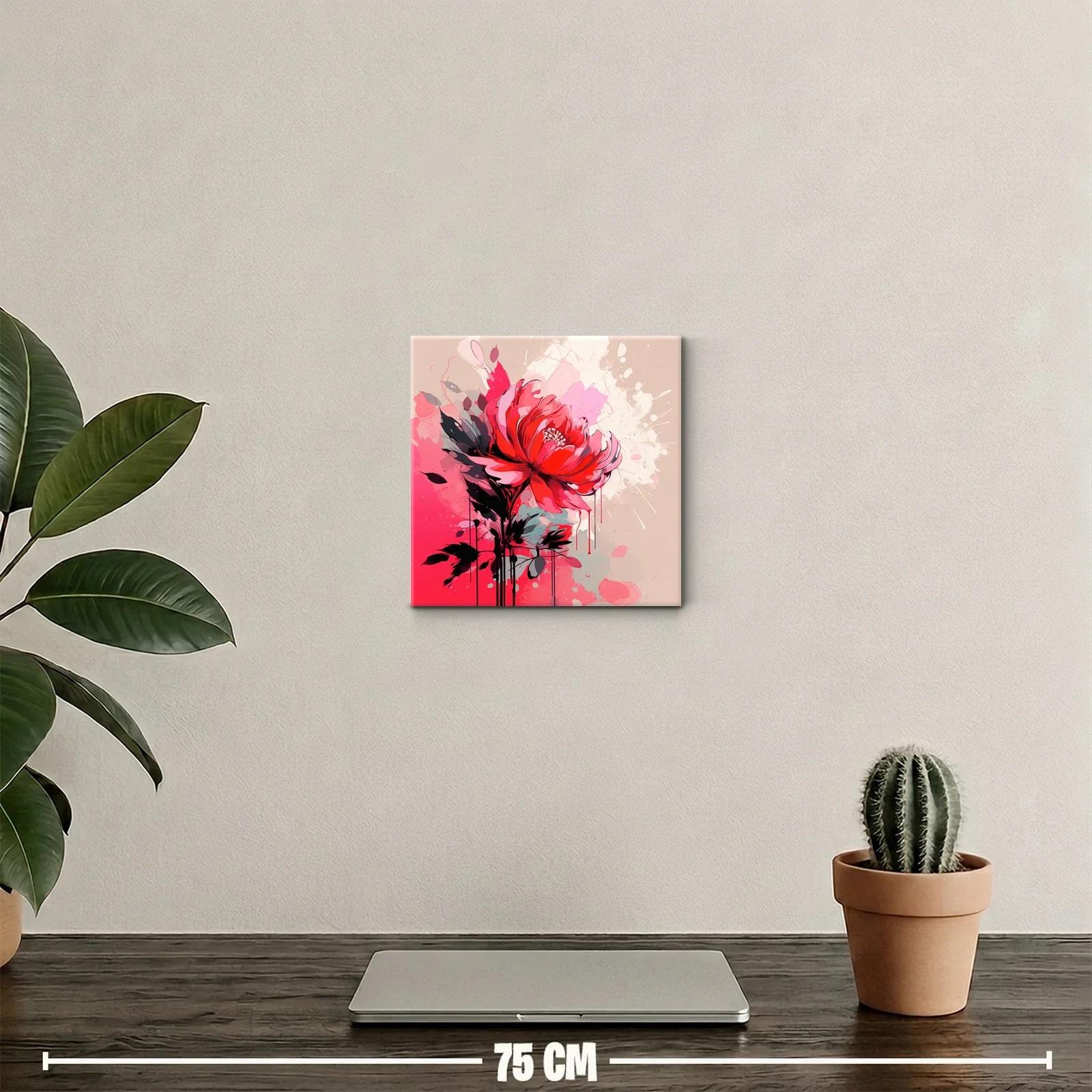 Flor roja vibrante sobre fondo abstracto en tonos suaves — miniatura 2