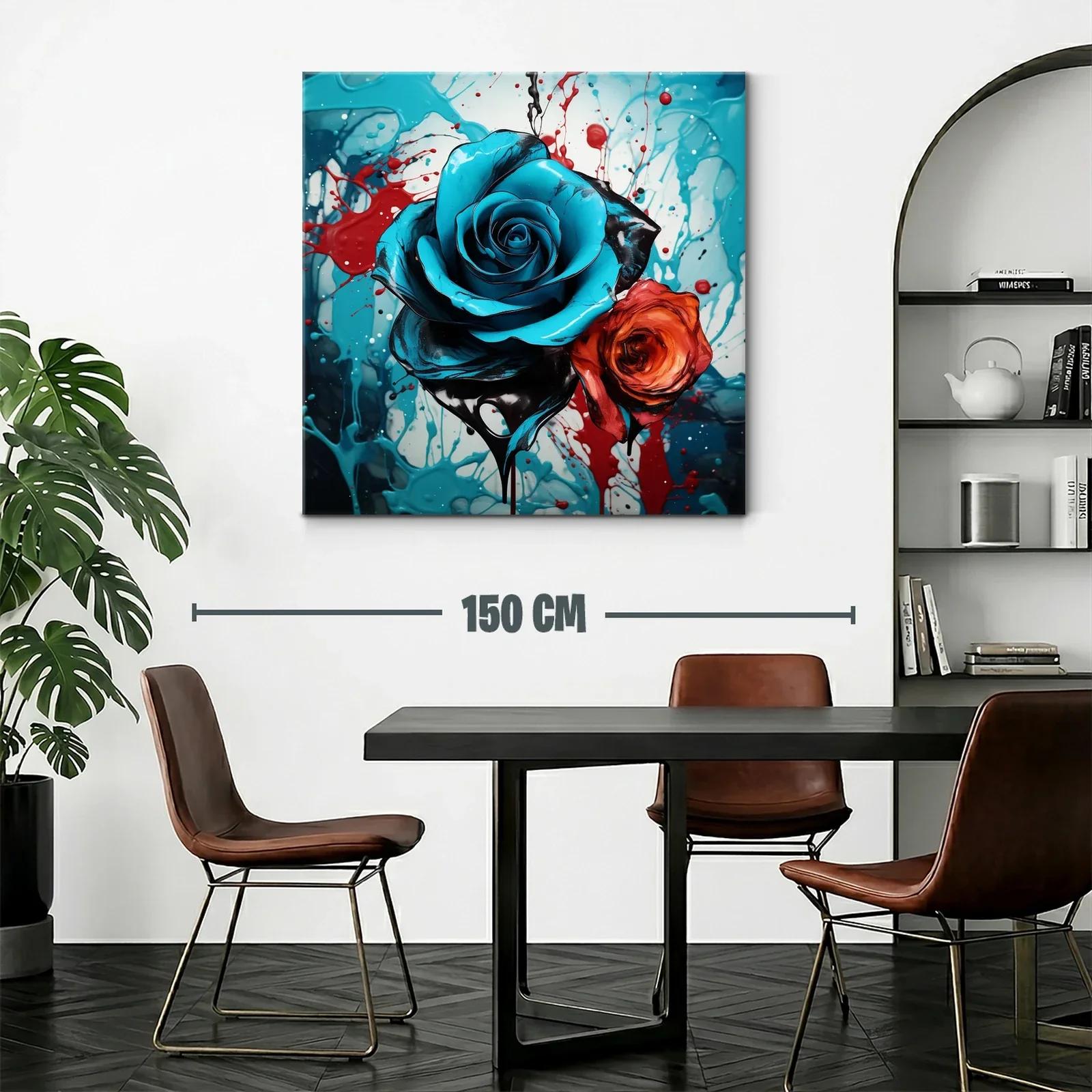 Rosas vibrantes en contraste de azul y rojo — miniatura 2