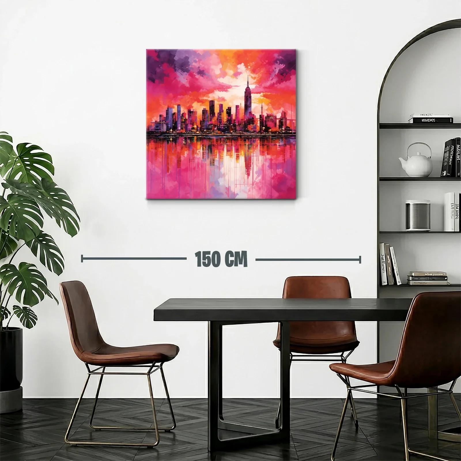 Atardecer vibrante en skyline urbano con reflejos intensos — miniatura 2