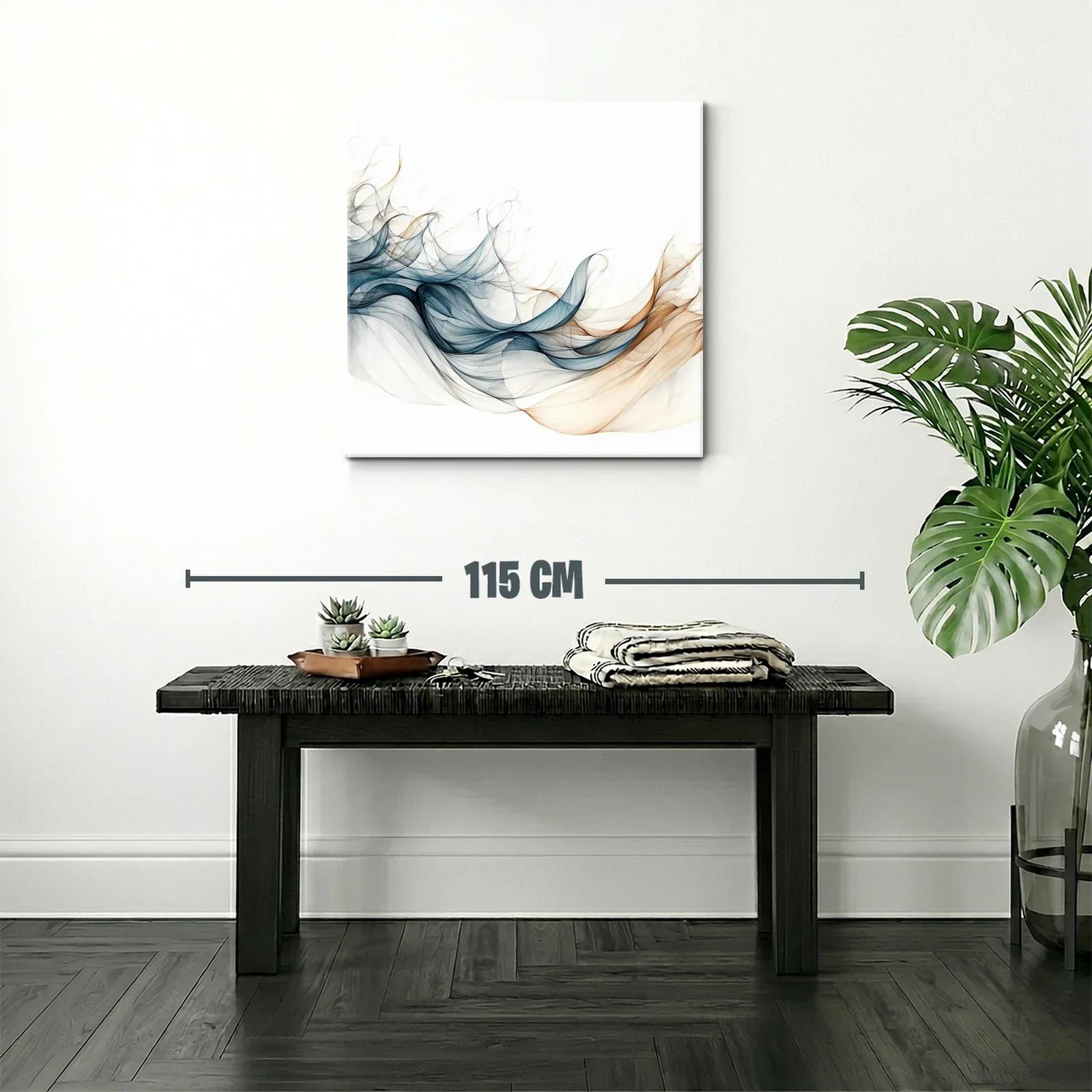 Arte abstracto con suaves ondas en tonos azules y beige — miniatura 2