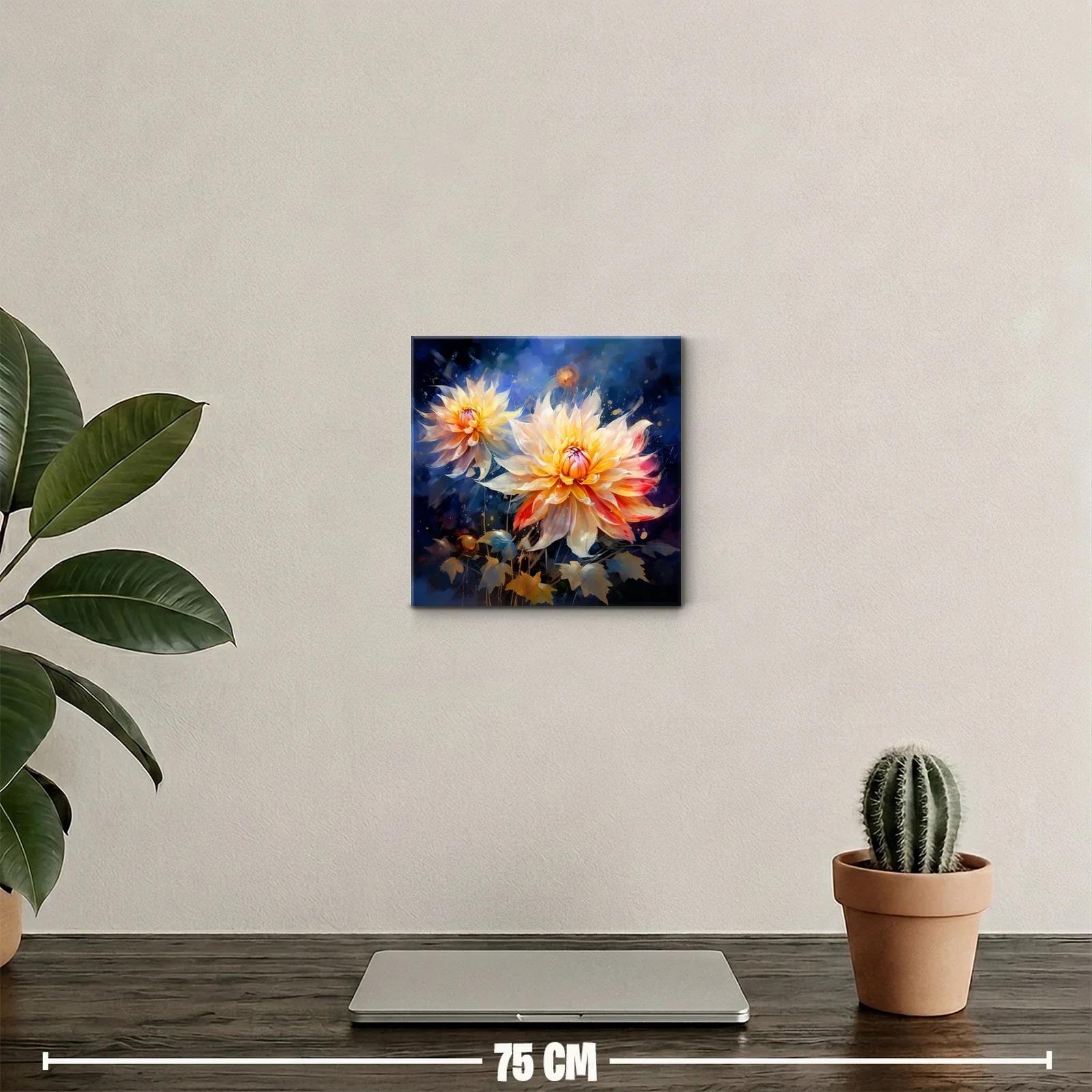 Flores en tonos cálidos con fondo azul profundo y vibrante — miniatura 2