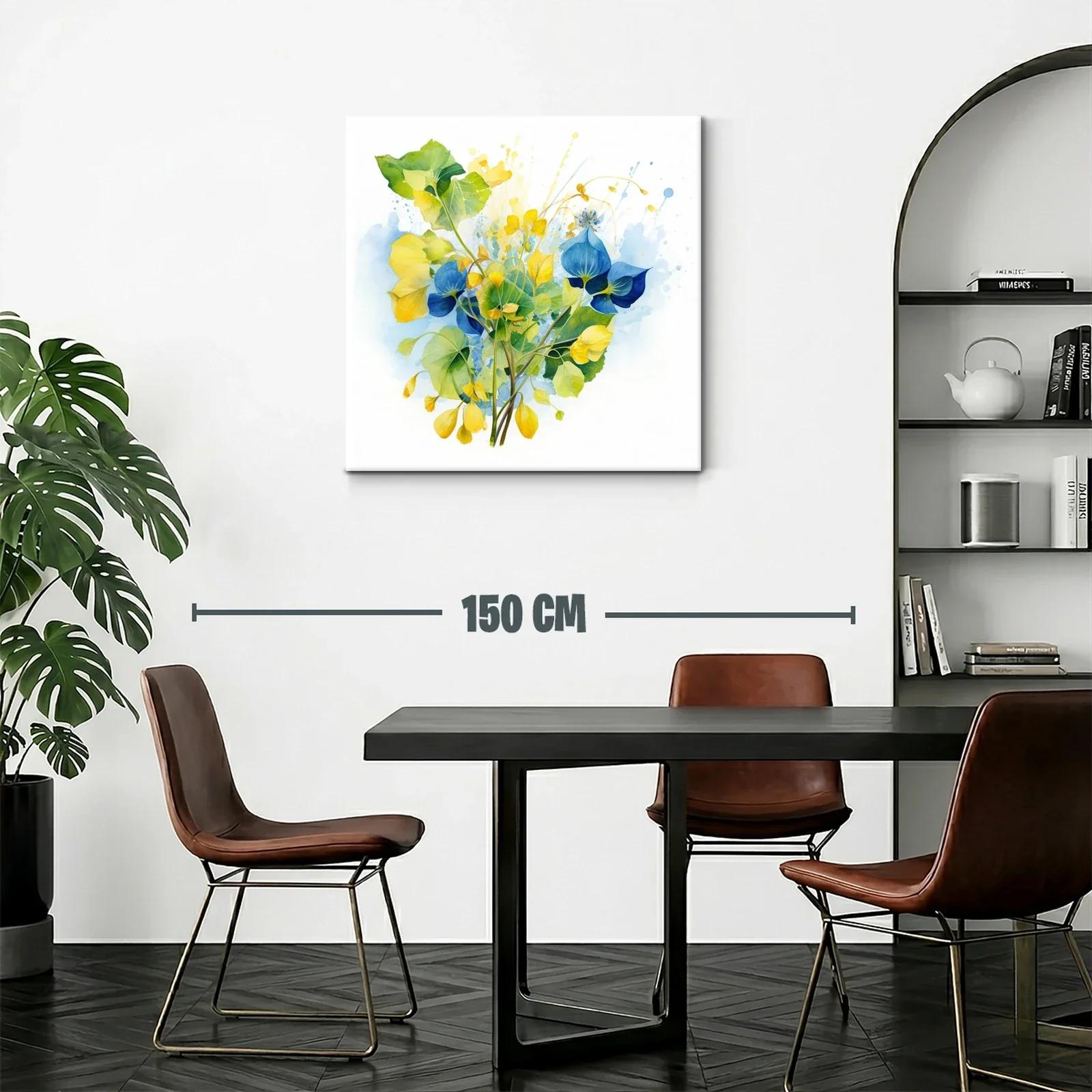 Composición floral en tonos azules y amarillos vibrantes — miniatura 2