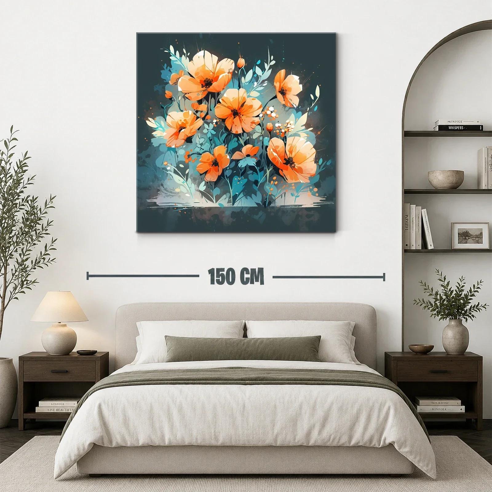 Flores naranjas vibrantes sobre fondo azul profundo — miniatura 3