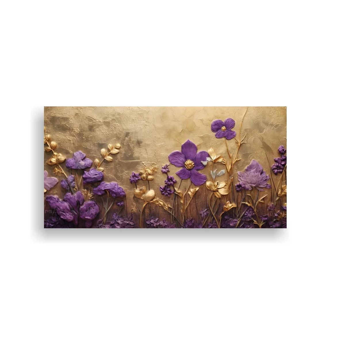 Cuadro flores moradas silvestres con fondo texturizado — imagen principal