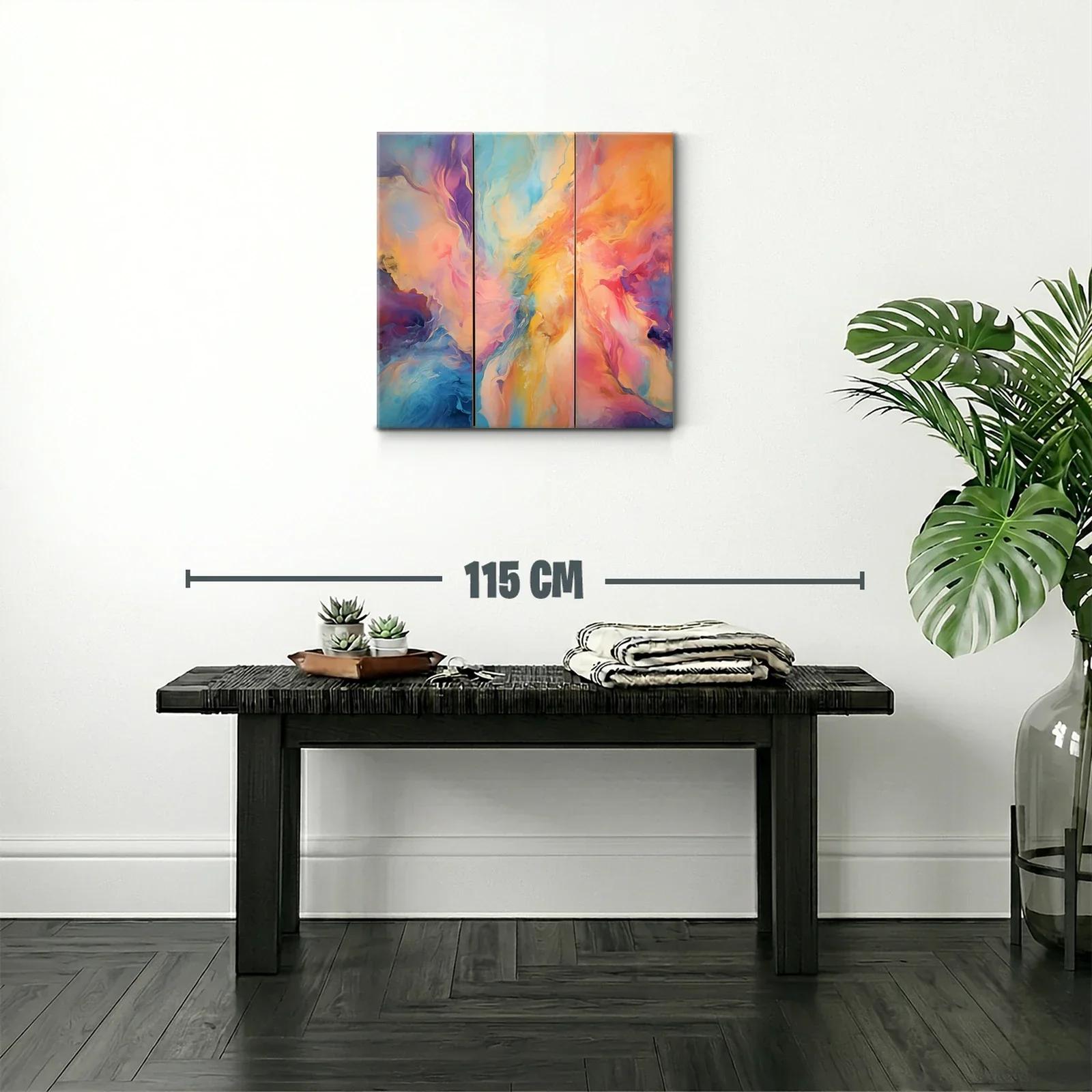 Cuadro abstracto en tonos cálidos y fríos vibrantes — miniatura 2