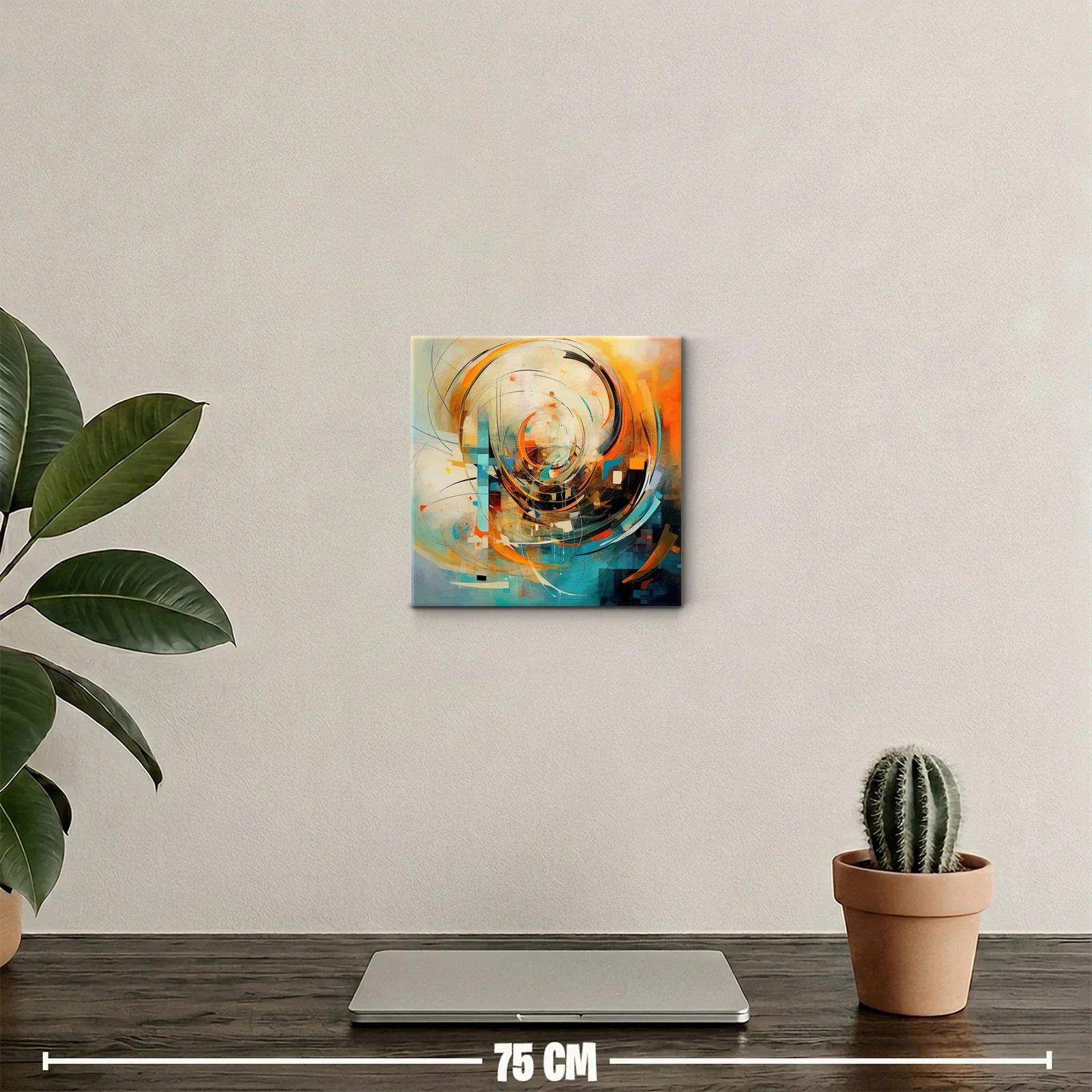 Composición abstracta con tonos cálidos y azules vibrantes — miniatura 2