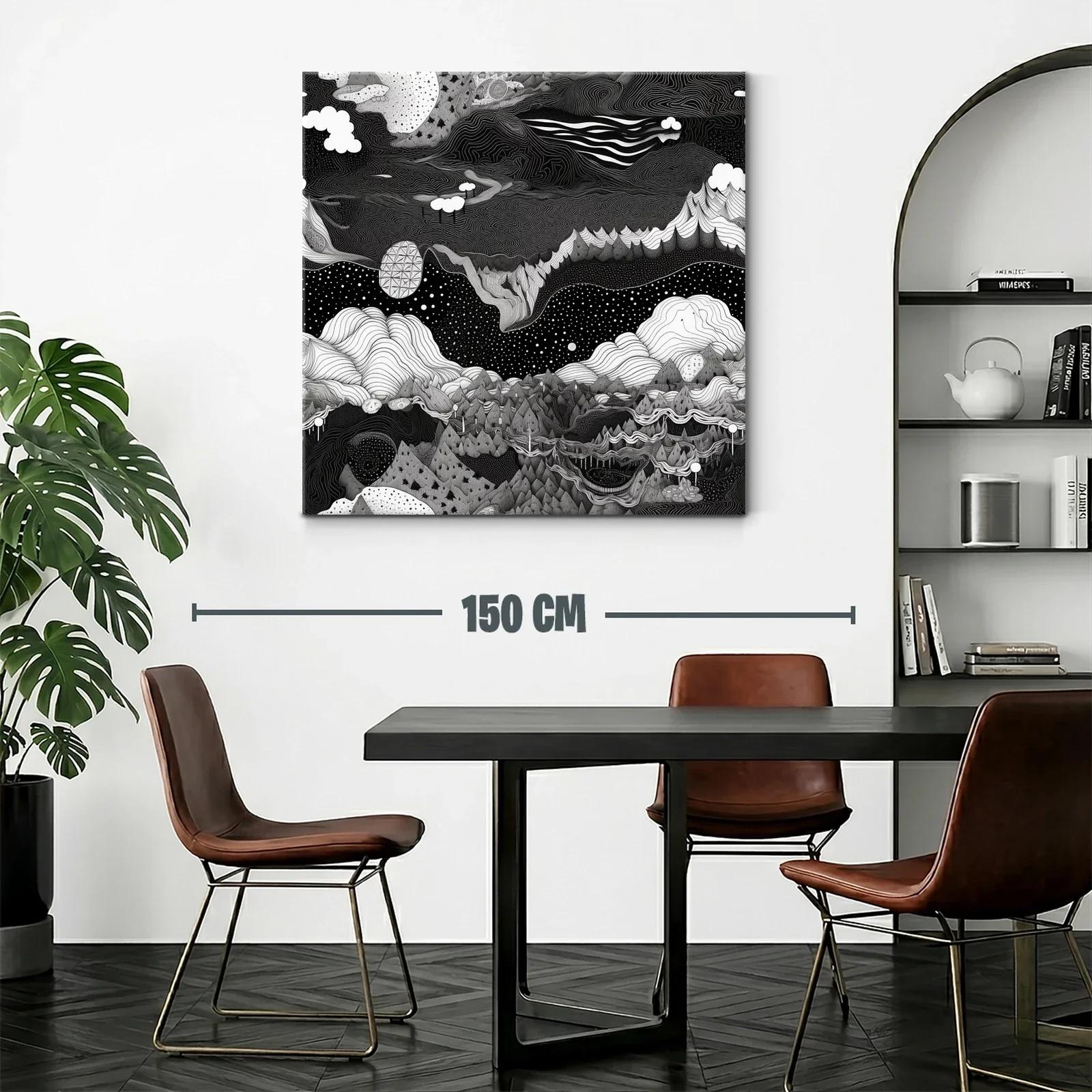 Paisaje onírico en blanco y negro con formas abstractas — miniatura 2