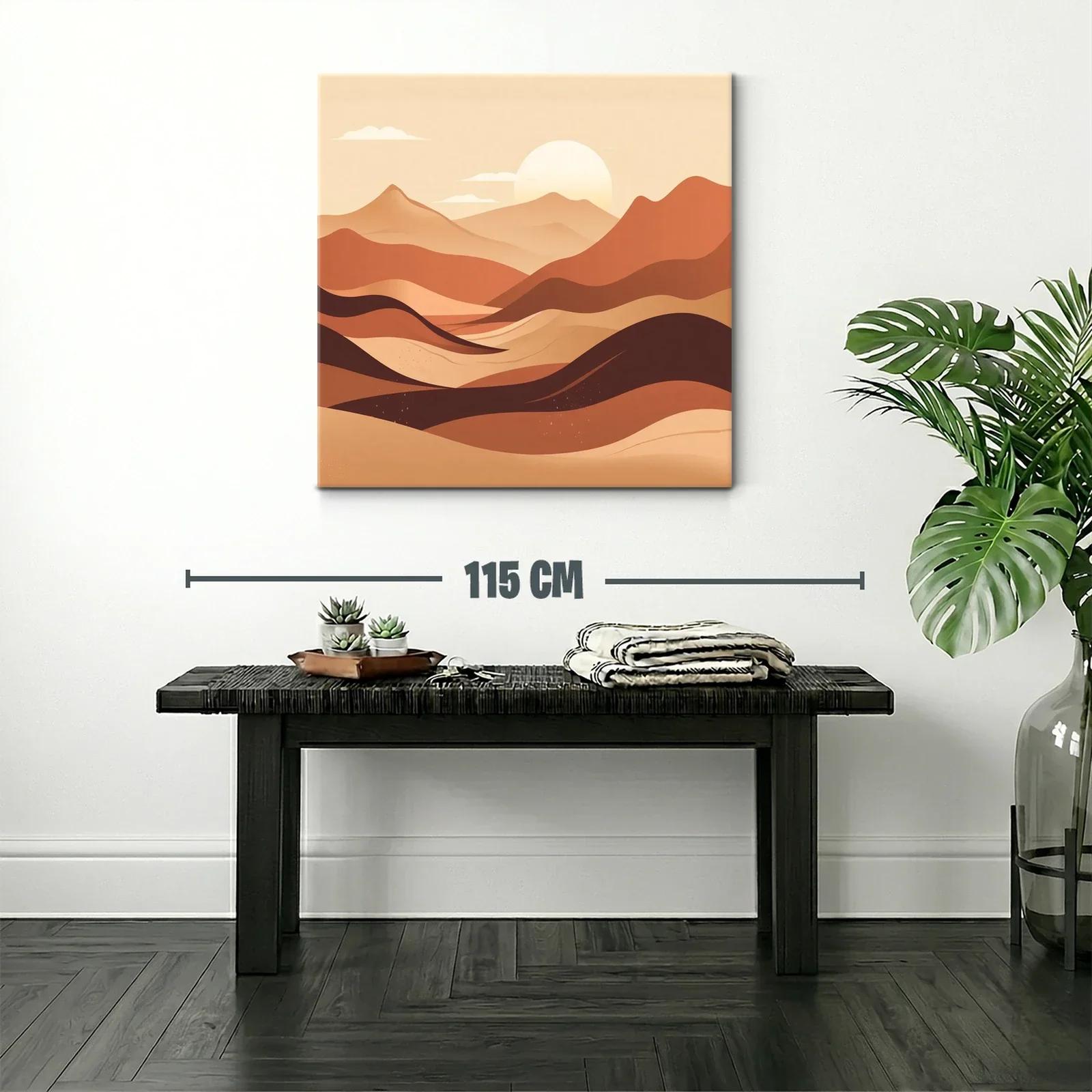 Paisaje abstracto con montañas en tonos cálidos y amanecer — miniatura 2