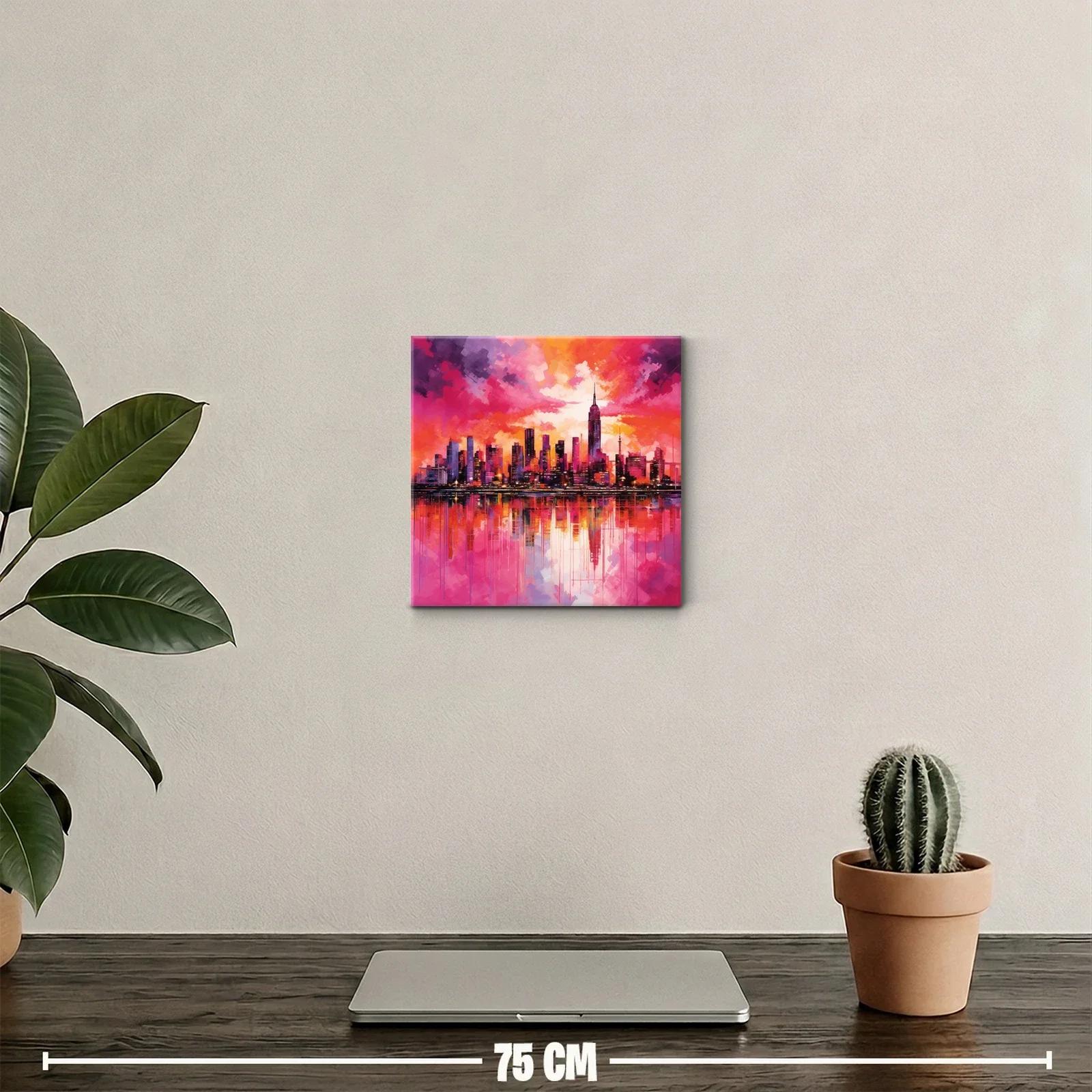 Atardecer vibrante en skyline urbano con reflejos intensos — miniatura 2