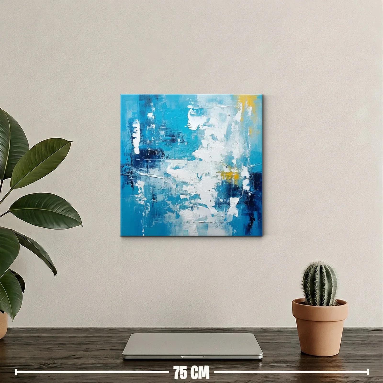 Cuadro abstracto con tonos azules y blancos vibrantes — miniatura 2