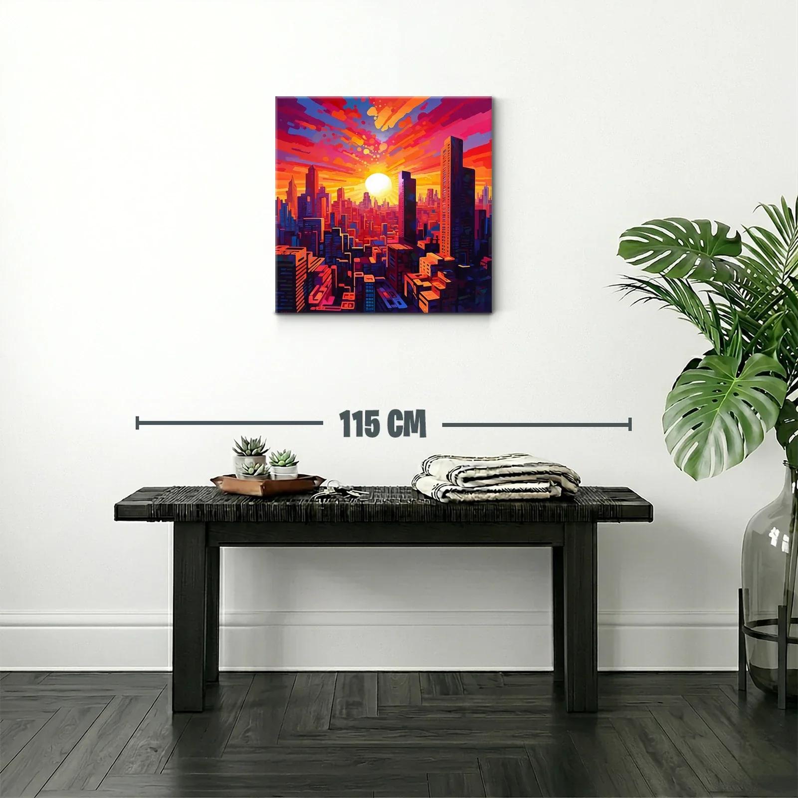 Atardecer vibrante sobre ciudad moderna llena de energía — miniatura 2
