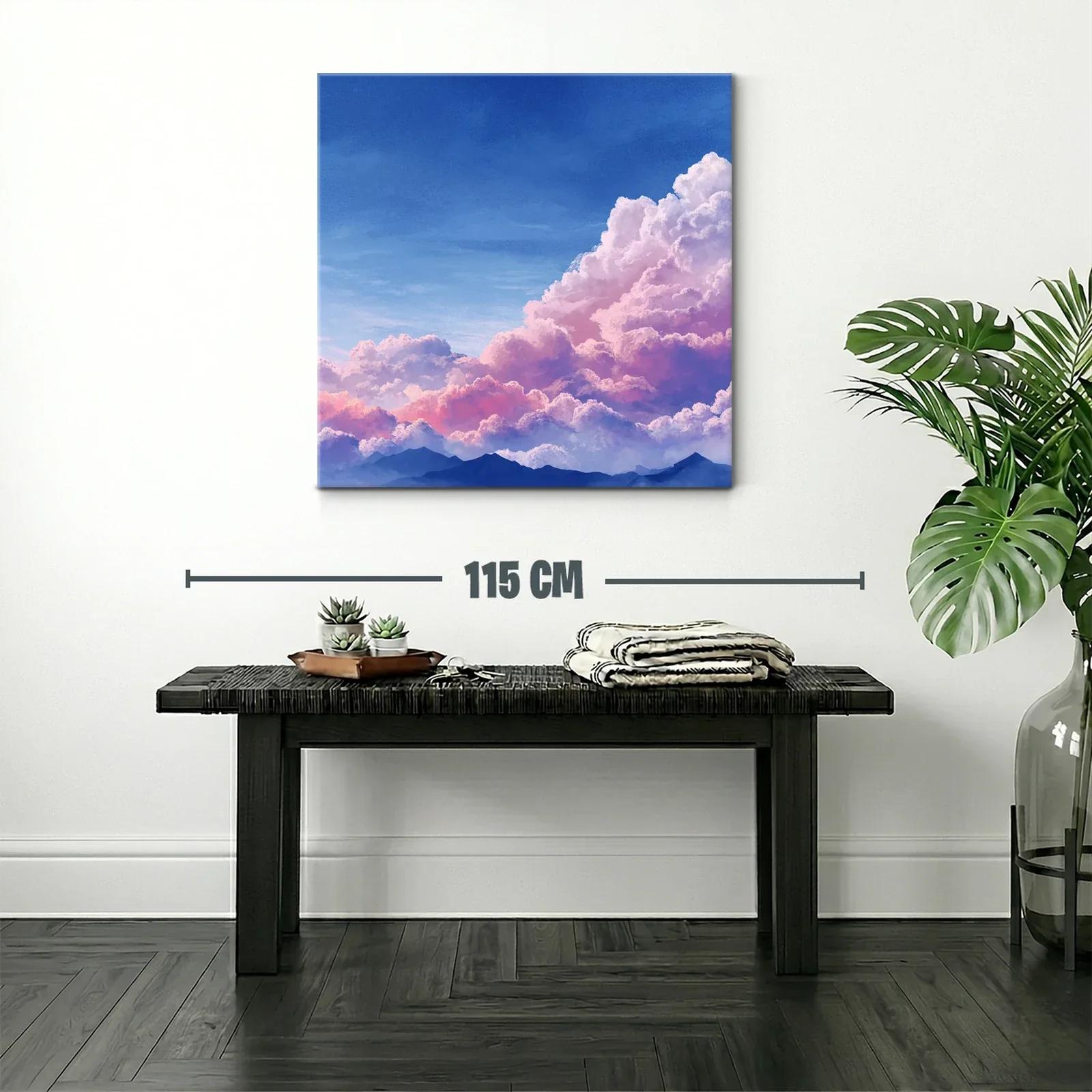 Cielo crepuscular con nubes rosas y montañas azuladas — miniatura 2