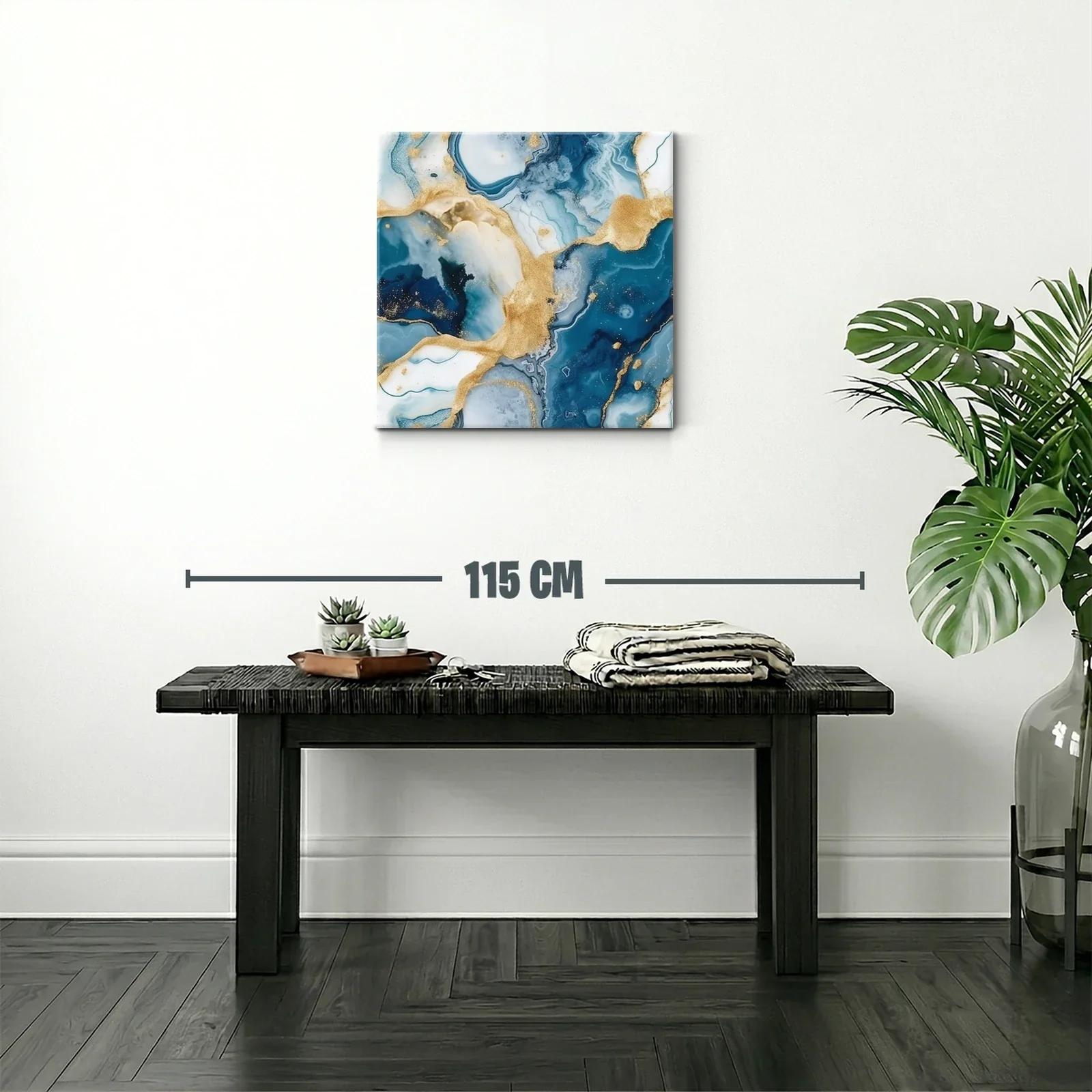 Arte abstracto con tonos azules y dorados elegantes — miniatura 2