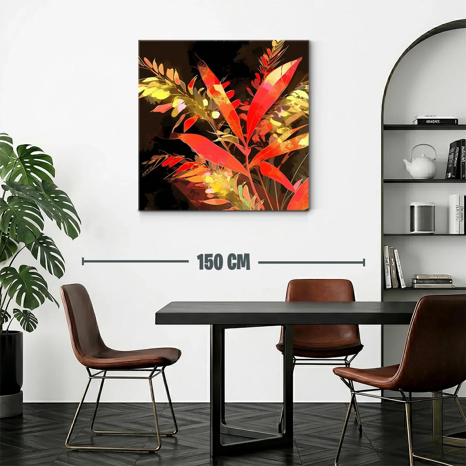 Composición floral vibrante con hojas en tonos rojos y amarillos — miniatura 2
