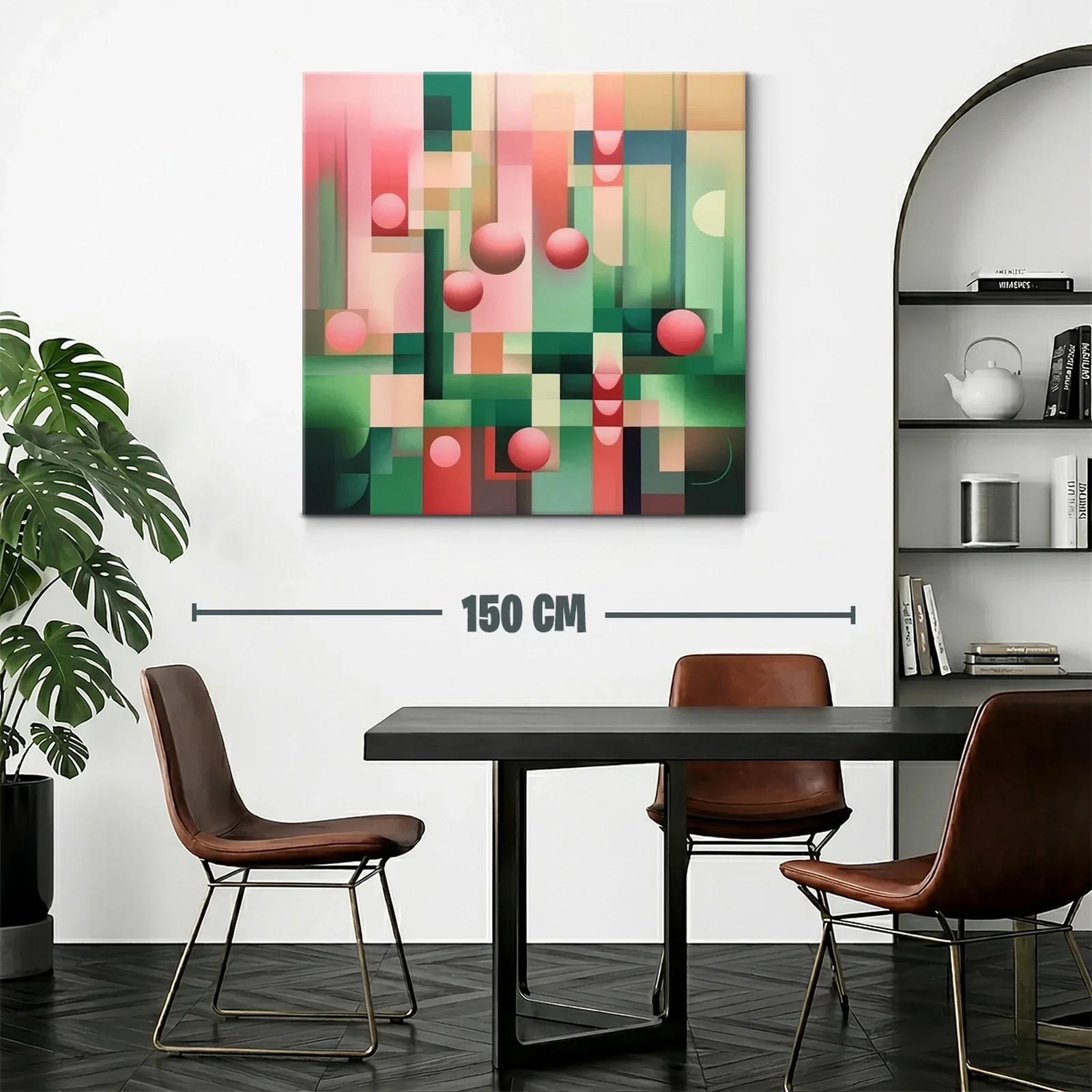 Cuadro Geométrico con Esferas en Tonos Rosa y Verde — miniatura 2