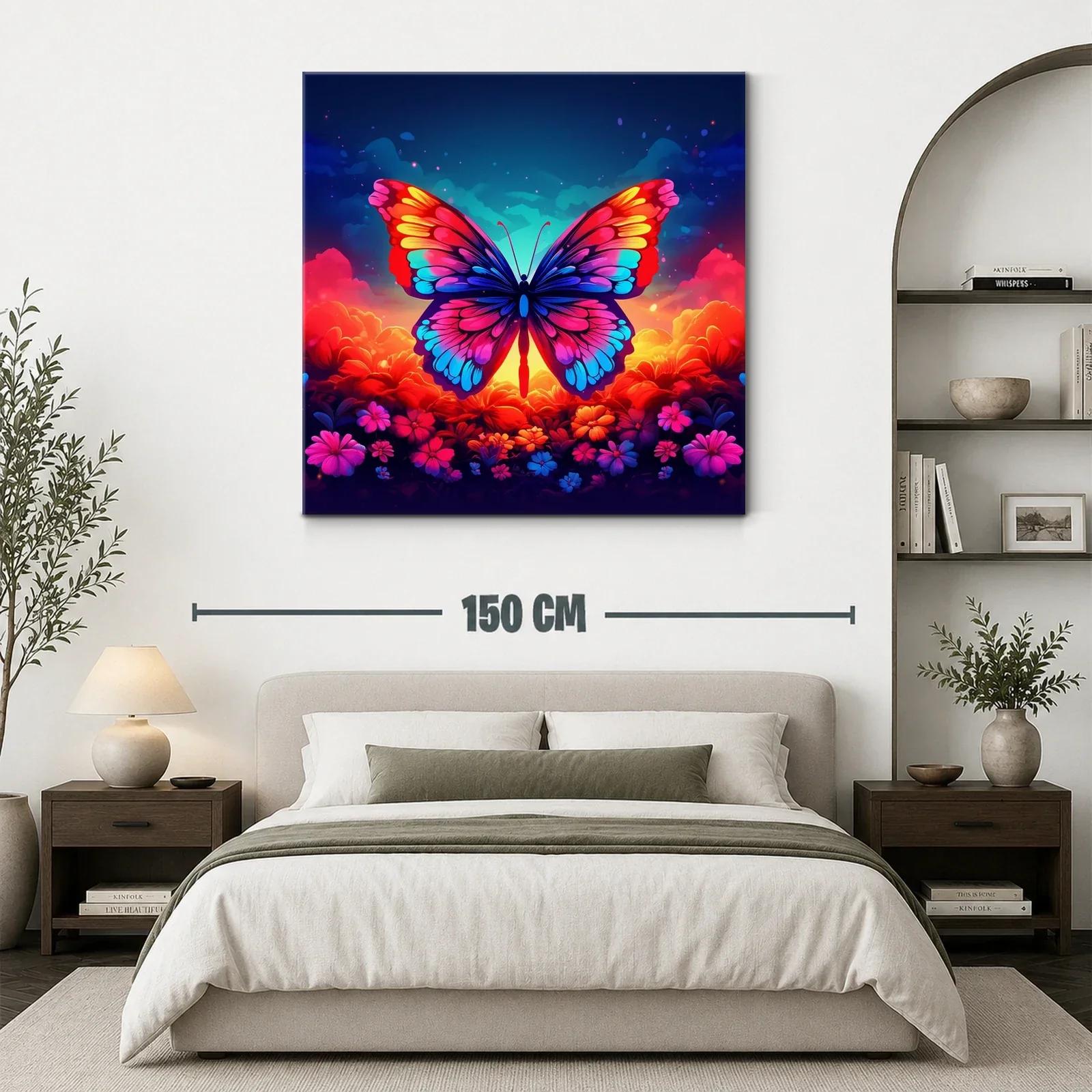 Mariposa vibrante sobre fondo floral al atardecer — miniatura 3